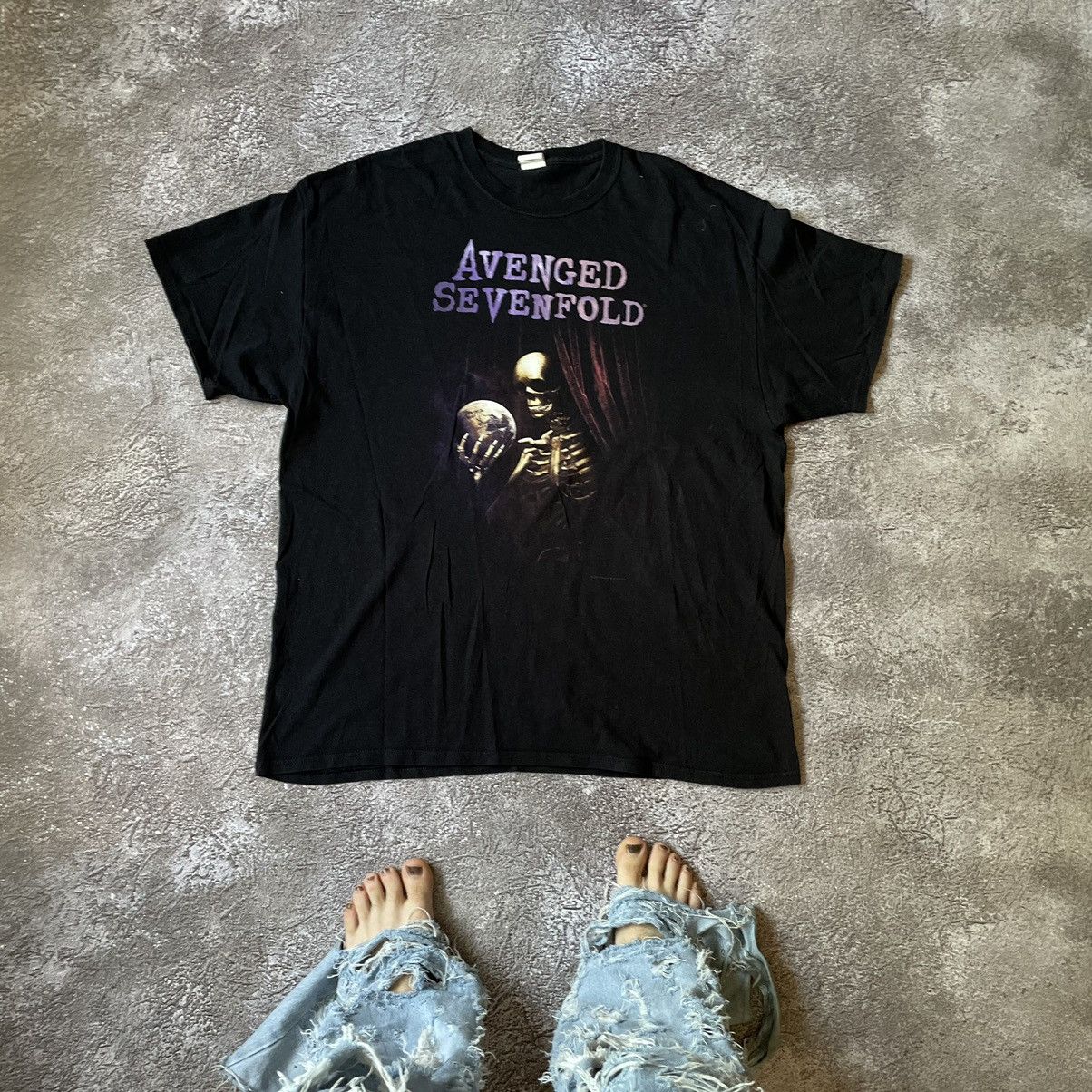 Vintage Vintage 90s Avenged Sevenfold Graphic Tee Grunge Washed XL Size US XL / EU 56 / 4 - 1 Thumbnail