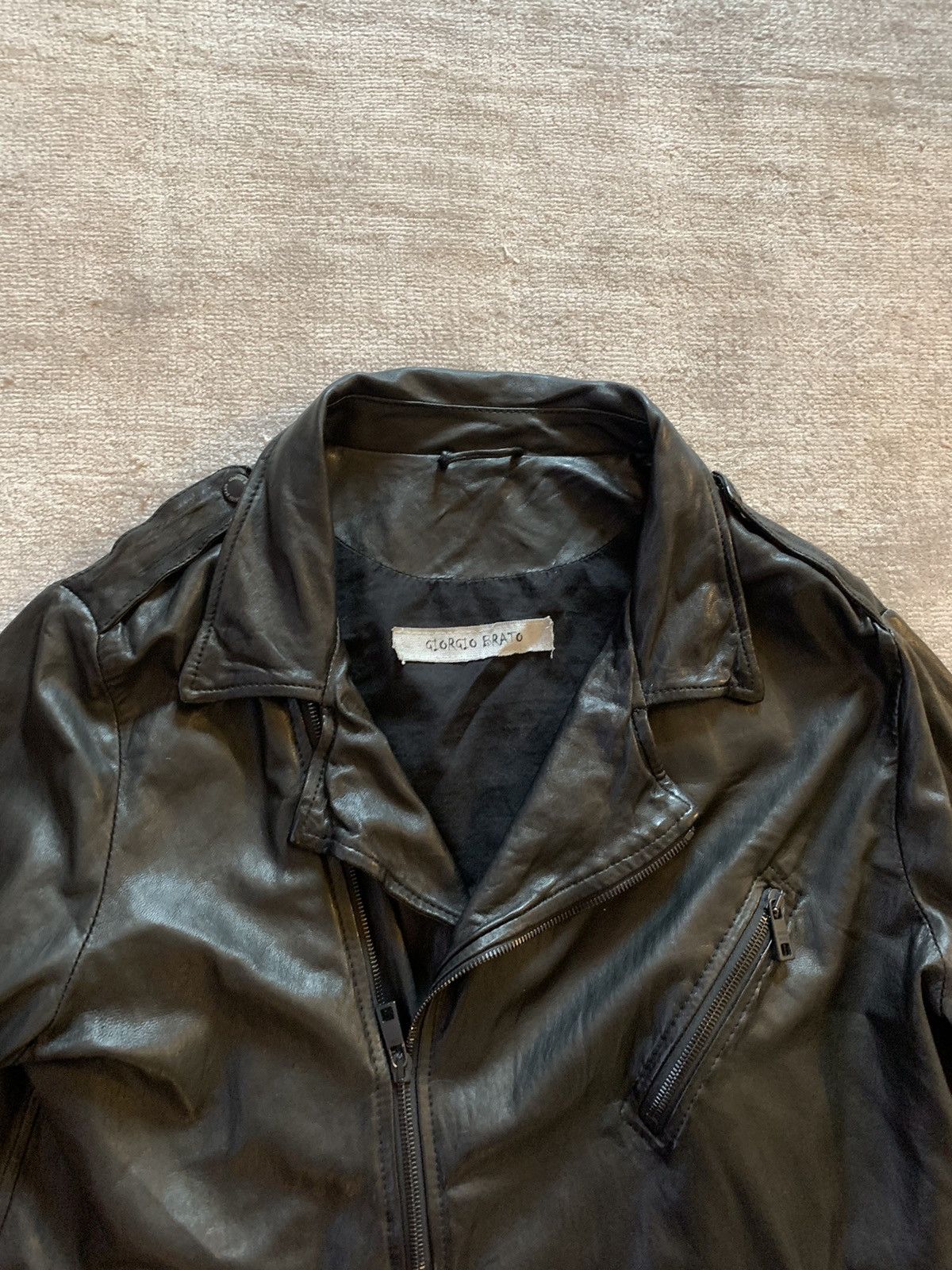 Giorgio Brato Leather Biker Jacket Black Giorgio Brato Size US L / EU 52-54 / 3 - 3 Thumbnail