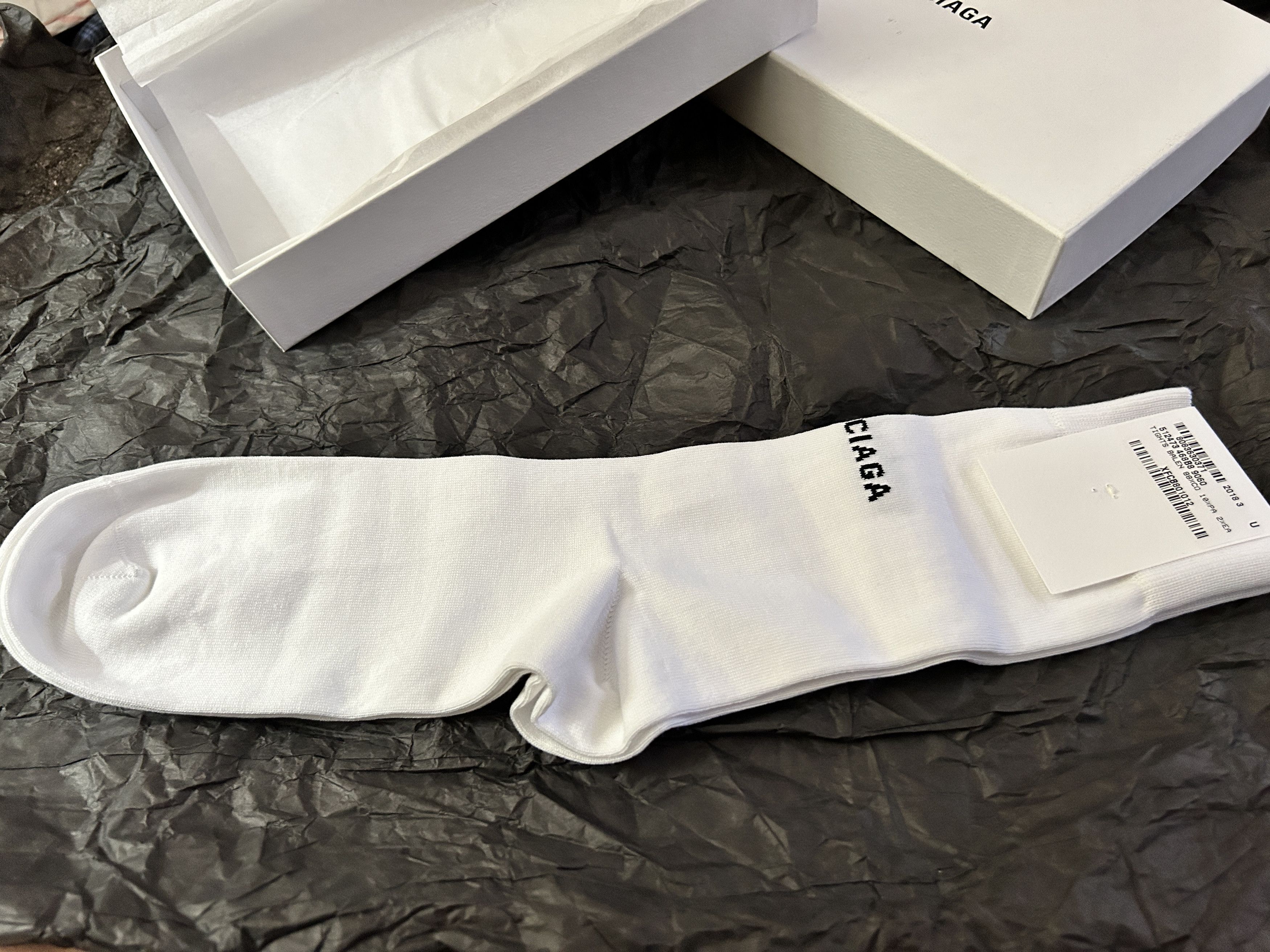 Balenciaga Balenciaga White logo Socks Cotton Size Medium Size ONE SIZE - 4 Thumbnail