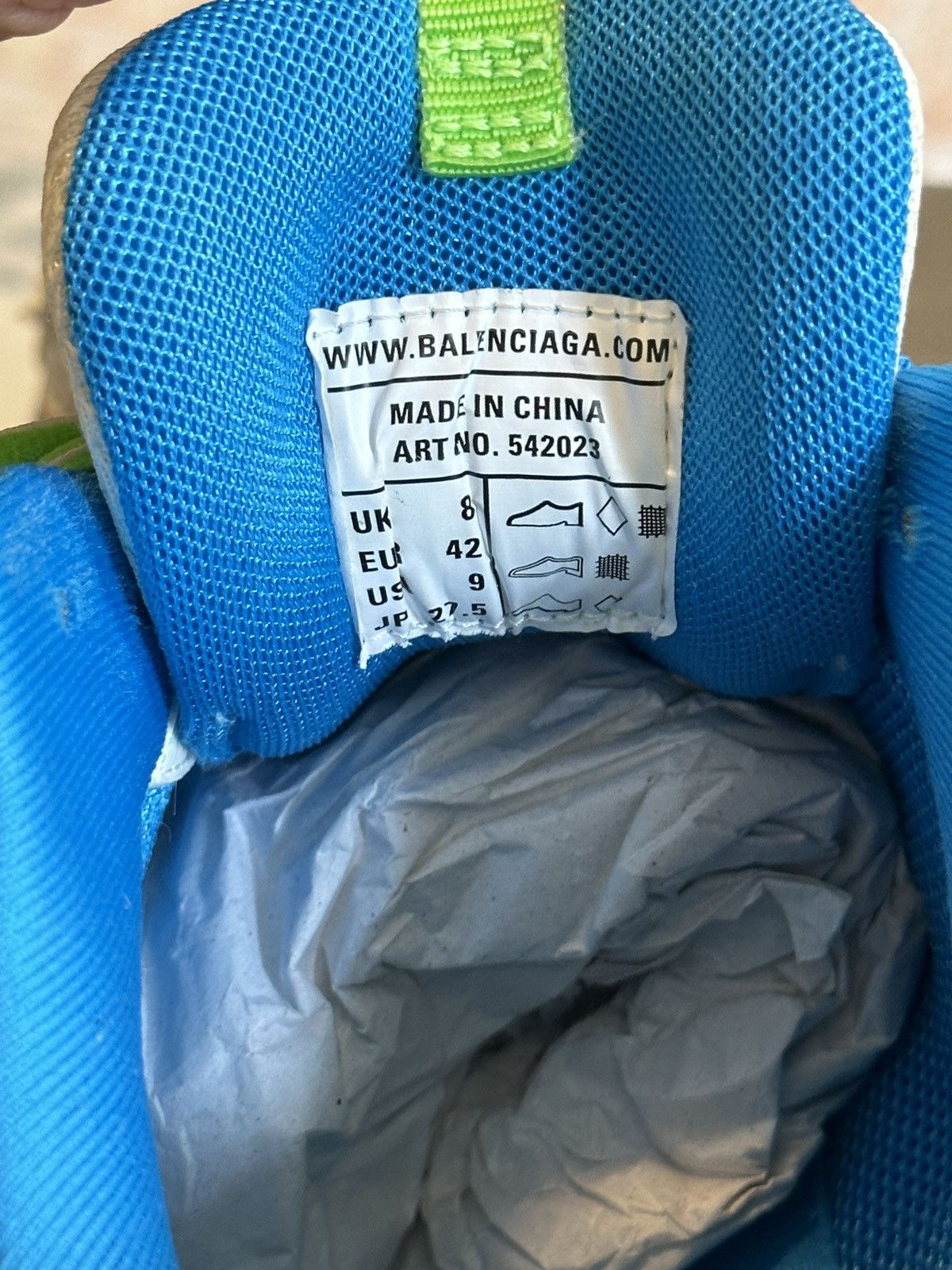 Balenciaga Balenciaga Men’s Track Sneakers Size 42 White Green Blue Size US 9.5 / EU 42-43 - 9 Thumbnail