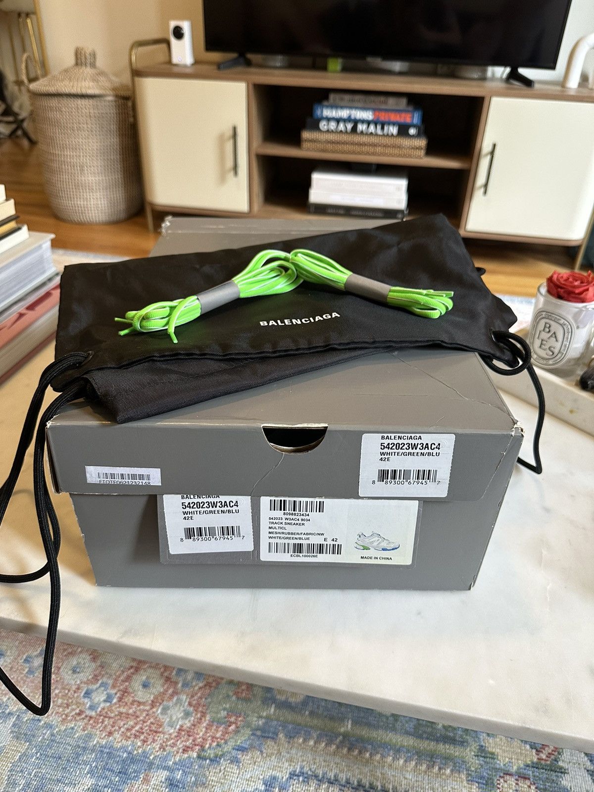 Balenciaga Balenciaga Men’s Track Sneakers Size 42 White Green Blue Size US 9.5 / EU 42-43 - 15 Thumbnail
