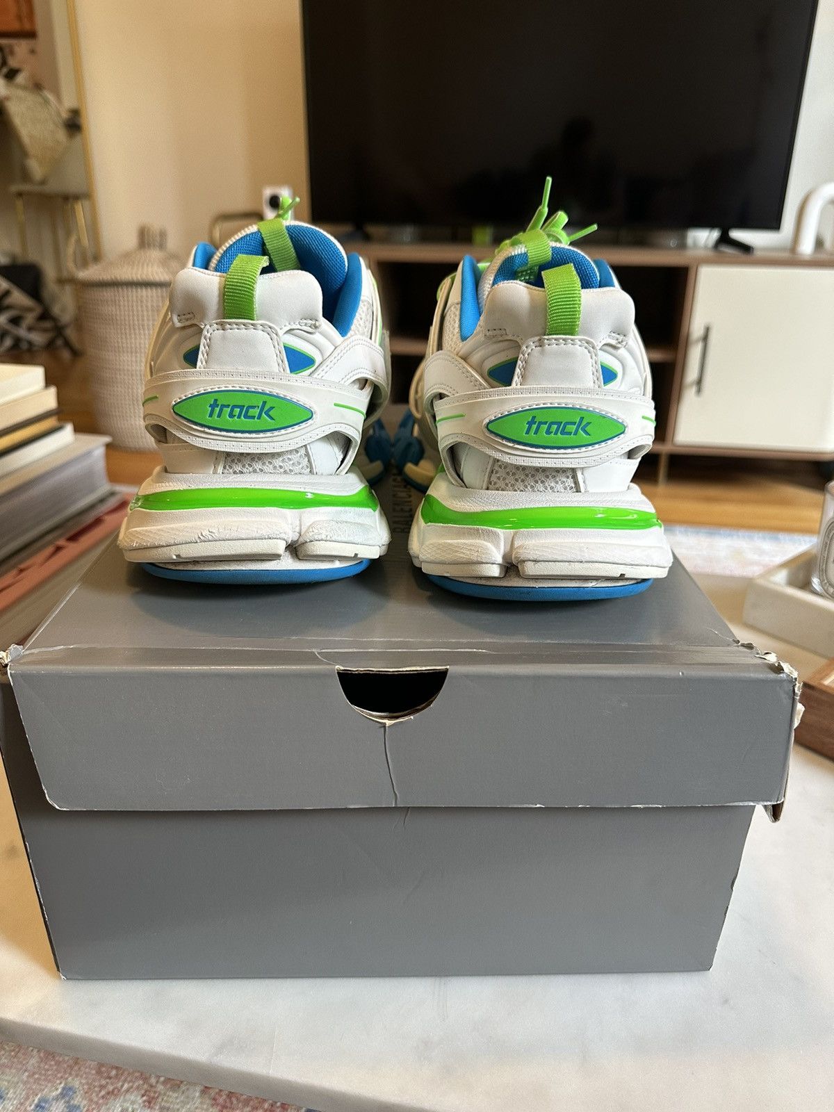 Balenciaga Balenciaga Men’s Track Sneakers Size 42 White Green Blue Size US 9.5 / EU 42-43 - 2 Thumbnail