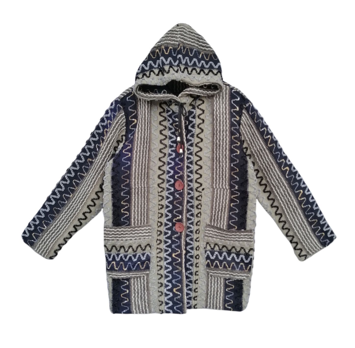 Vintage Coloured CableKnit Hoodie Jacket