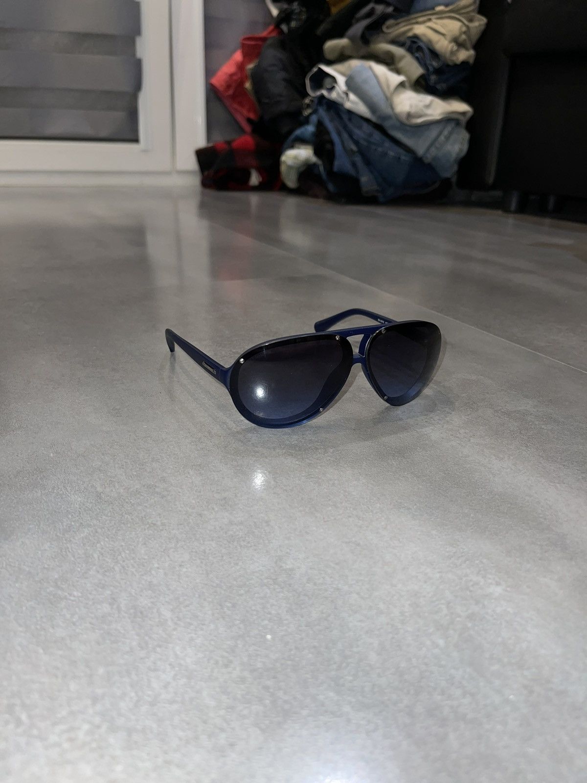 Emporio Armani Emporio Armani EA4010 5088/8F Dark Blue Aviator Sunglasses Size ONE SIZE - 3 Thumbnail