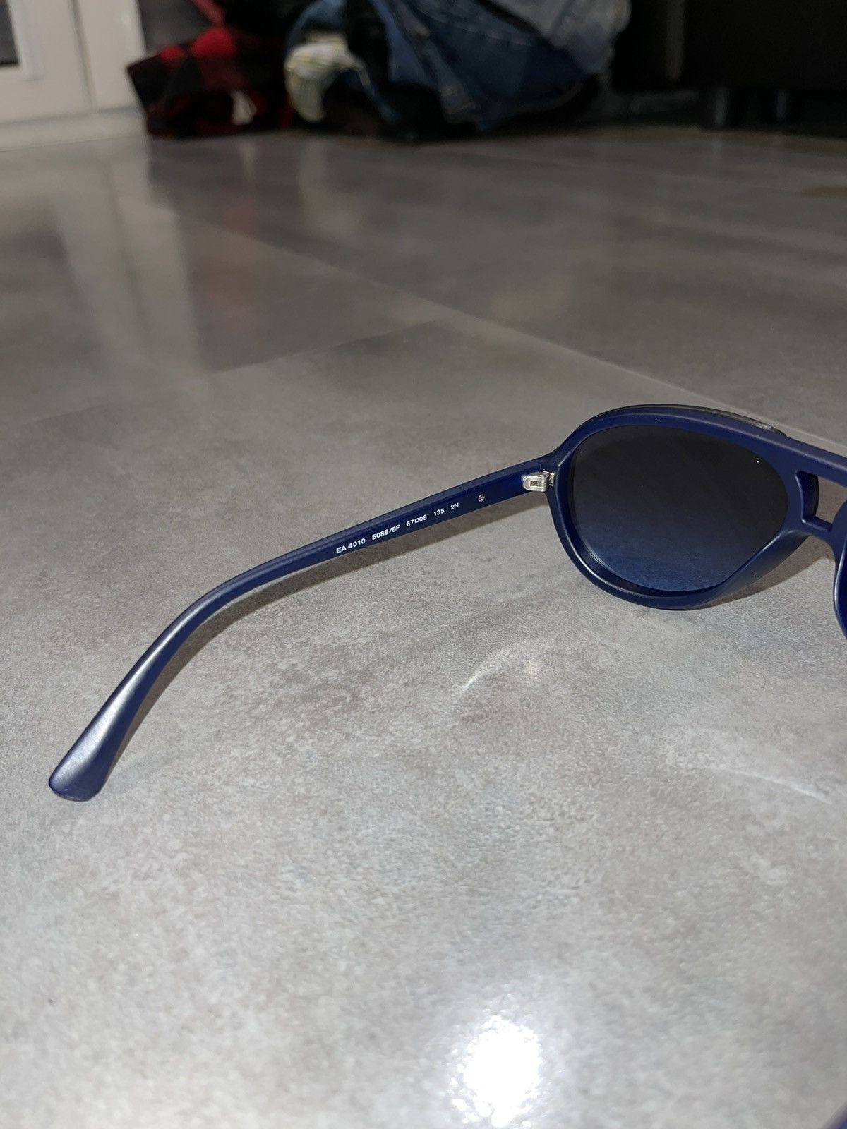 Emporio Armani Emporio Armani EA4010 5088/8F Dark Blue Aviator Sunglasses Size ONE SIZE - 12 Thumbnail