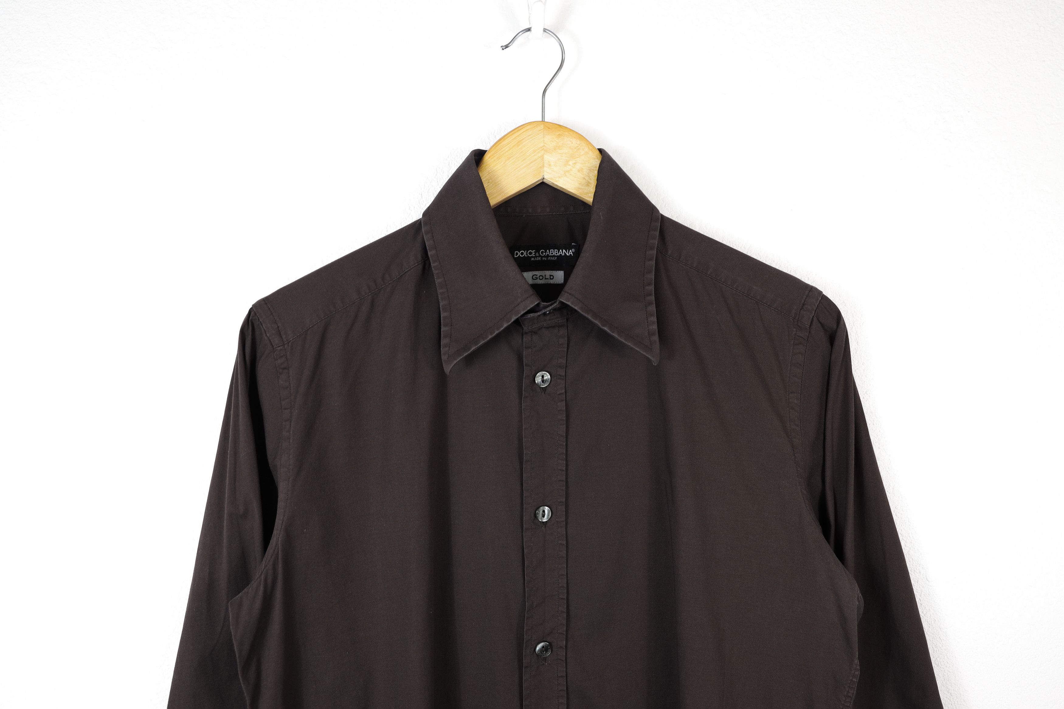 Dolce & Gabbana Dolce & Gabbana GOLD Sleeve Logo Dark Brown Formal Shirt Size US S / EU 44-46 / 1 - 2 Thumbnail
