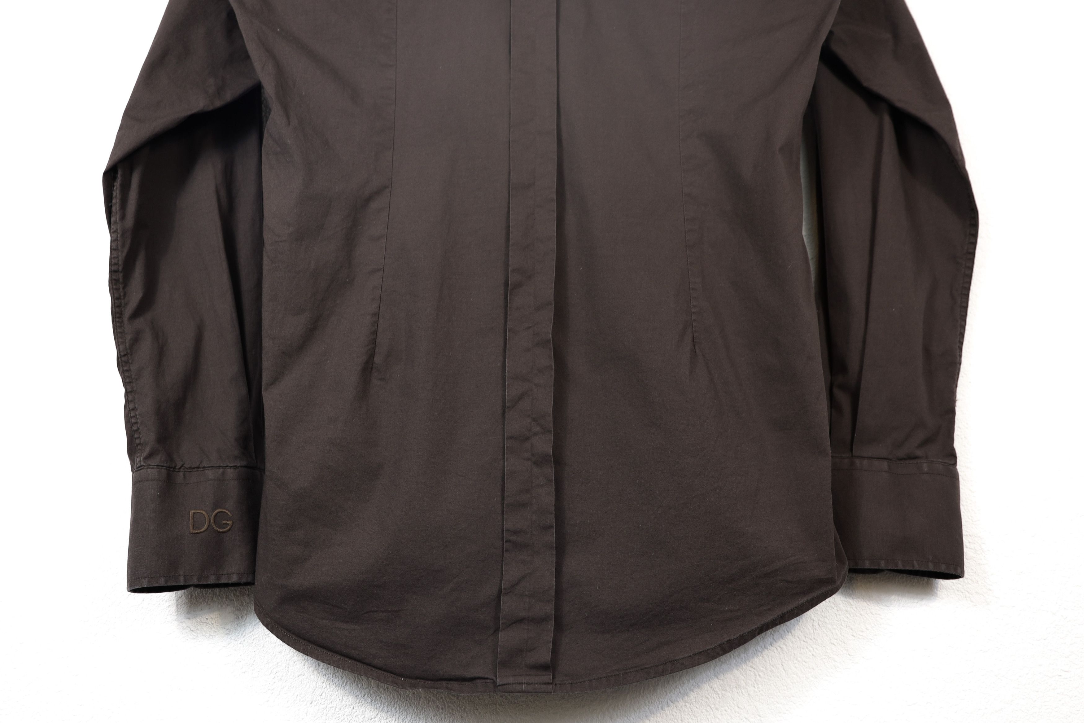 Dolce & Gabbana Dolce & Gabbana GOLD Sleeve Logo Dark Brown Formal Shirt Size US S / EU 44-46 / 1 - 9 Thumbnail