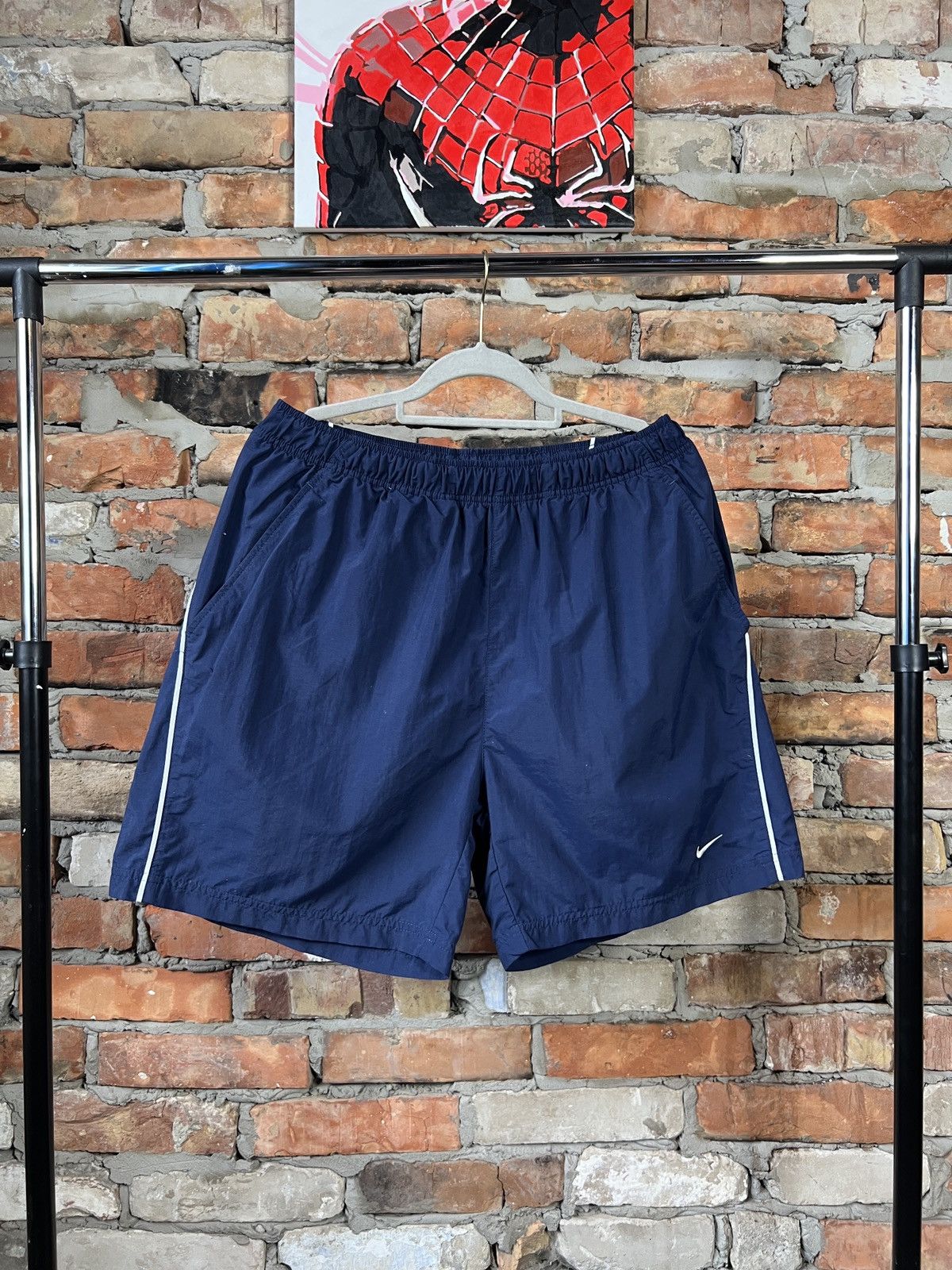 Nike × Vintage Nike vintage shorts nylon dark blue Size US 36 / EU 52 - 1 Thumbnail