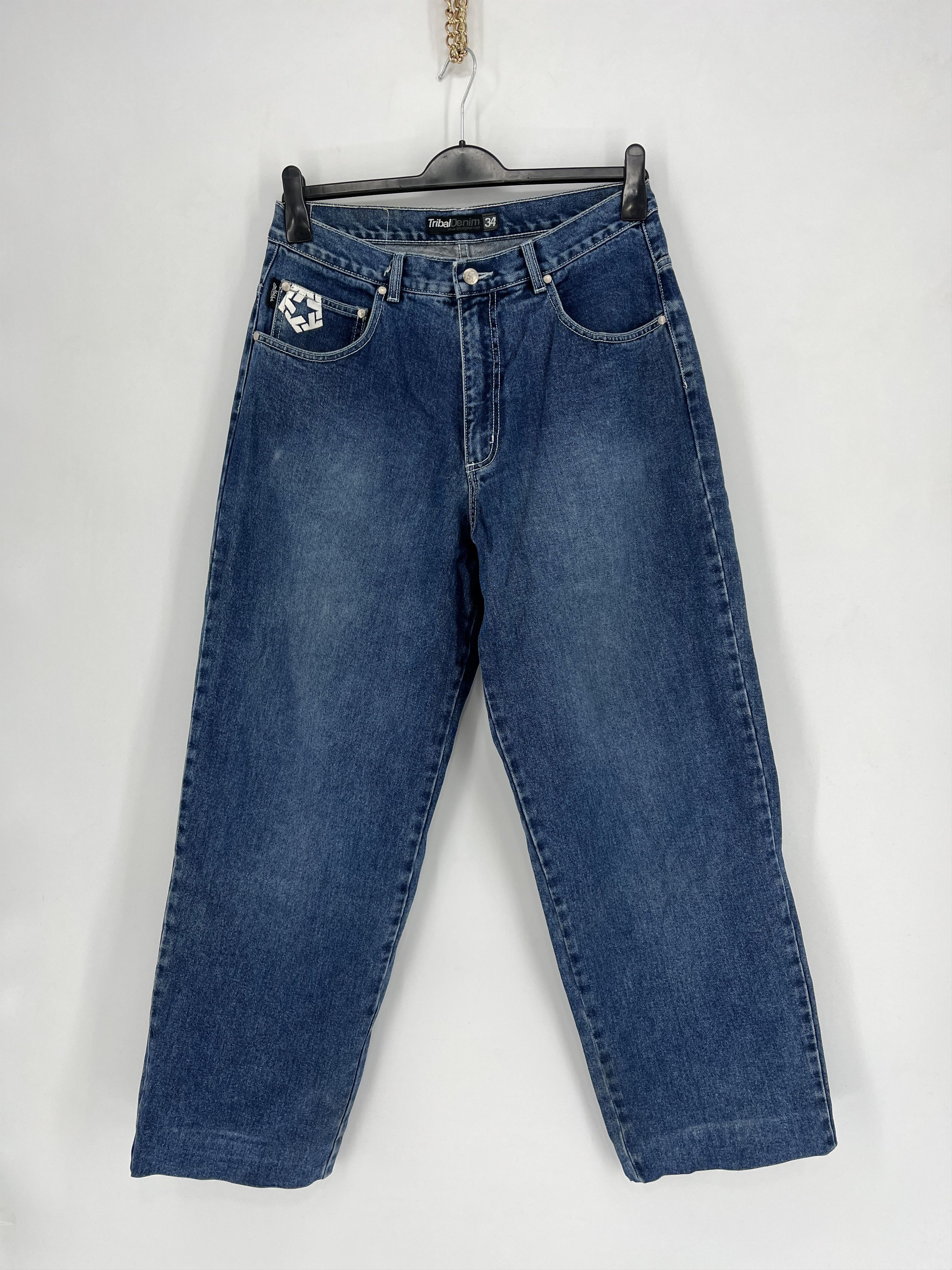 Tribal Streetwear × Vintage Vintage 90s Tribal baggy rap denim pants Size US 34 / EU 50 - 2 Thumbnail