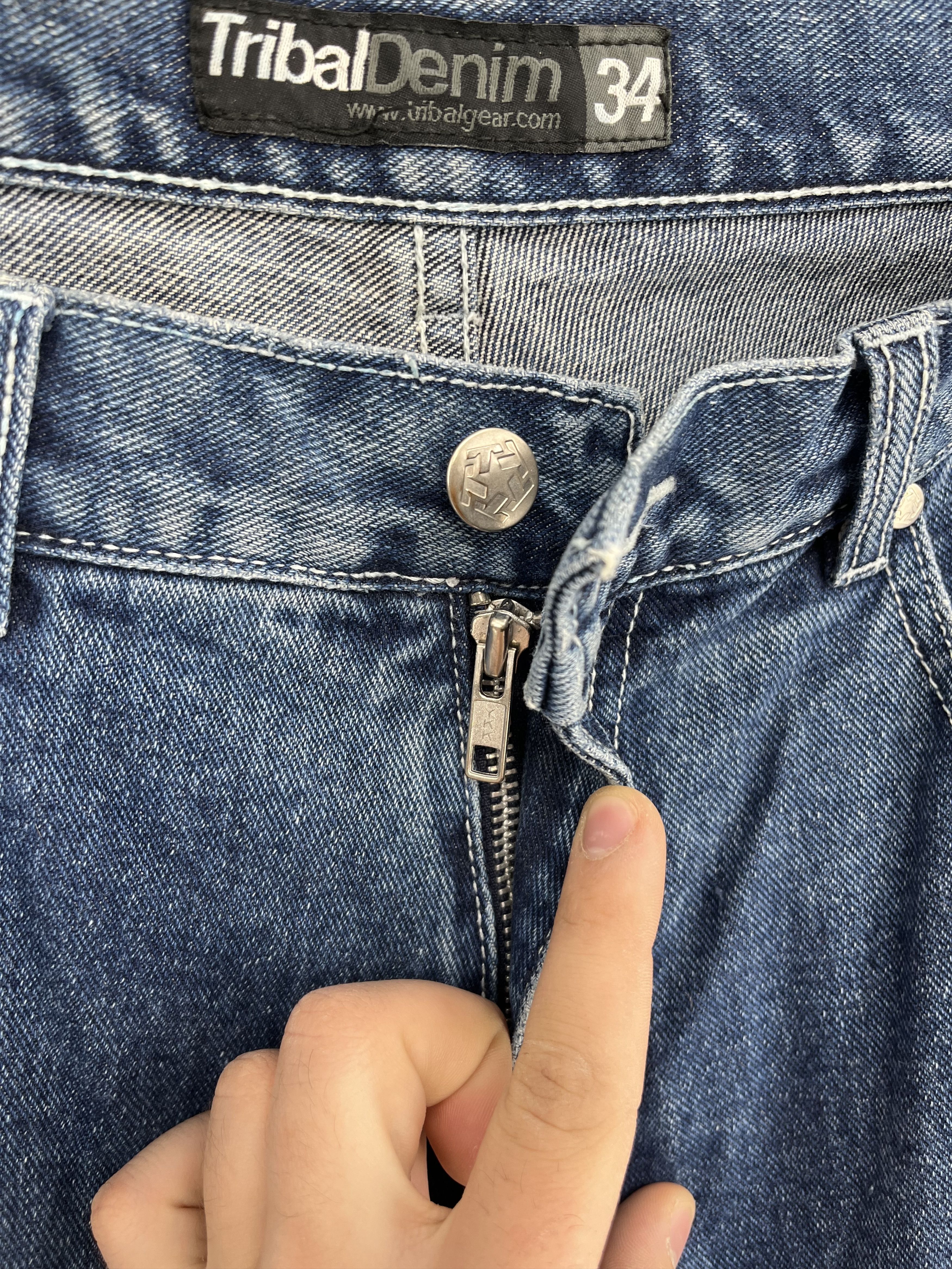 Tribal Streetwear × Vintage Vintage 90s Tribal baggy rap denim pants Size US 34 / EU 50 - 7 Thumbnail