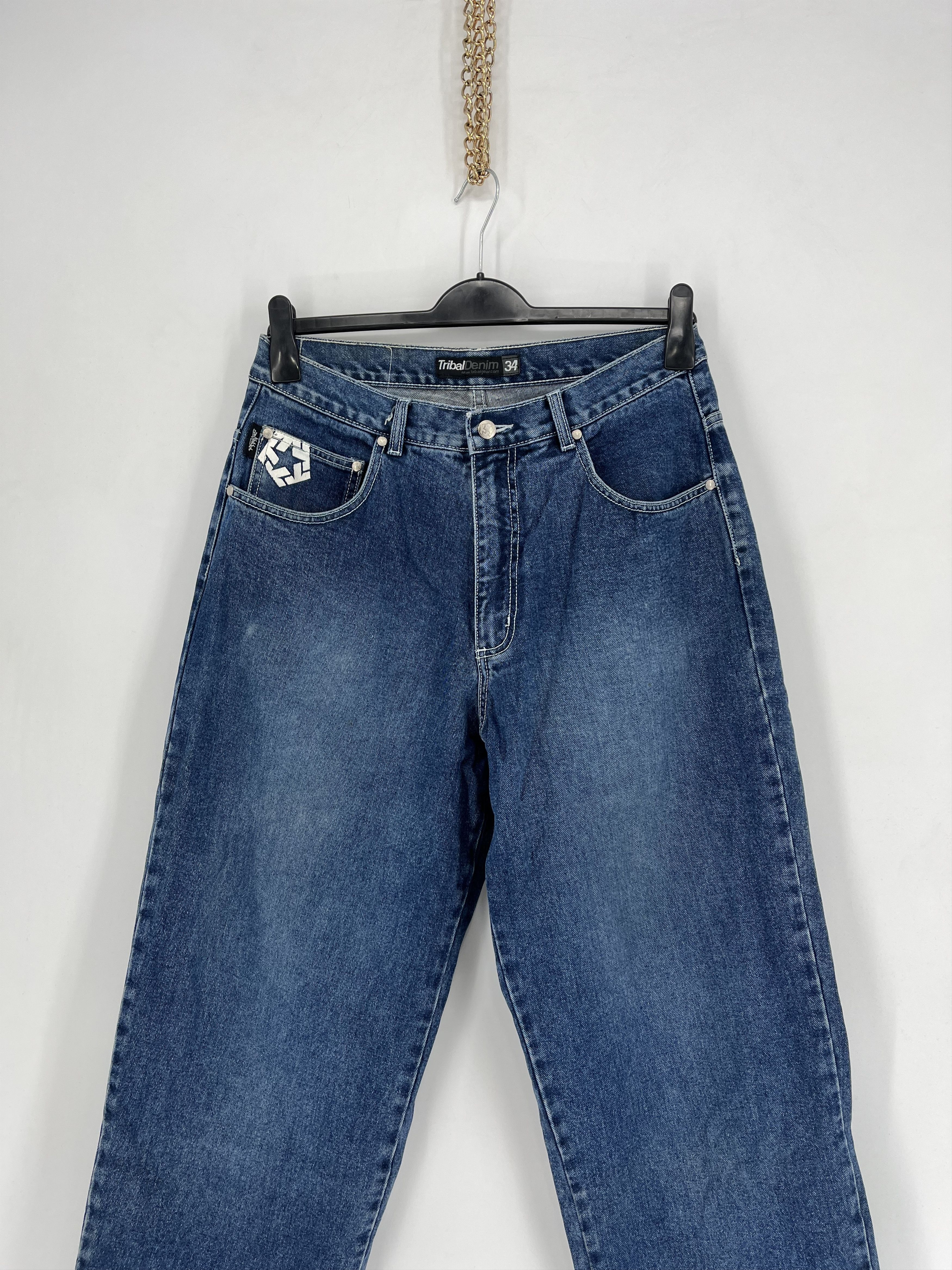 Tribal Streetwear × Vintage Vintage 90s Tribal baggy rap denim pants Size US 34 / EU 50 - 3 Thumbnail