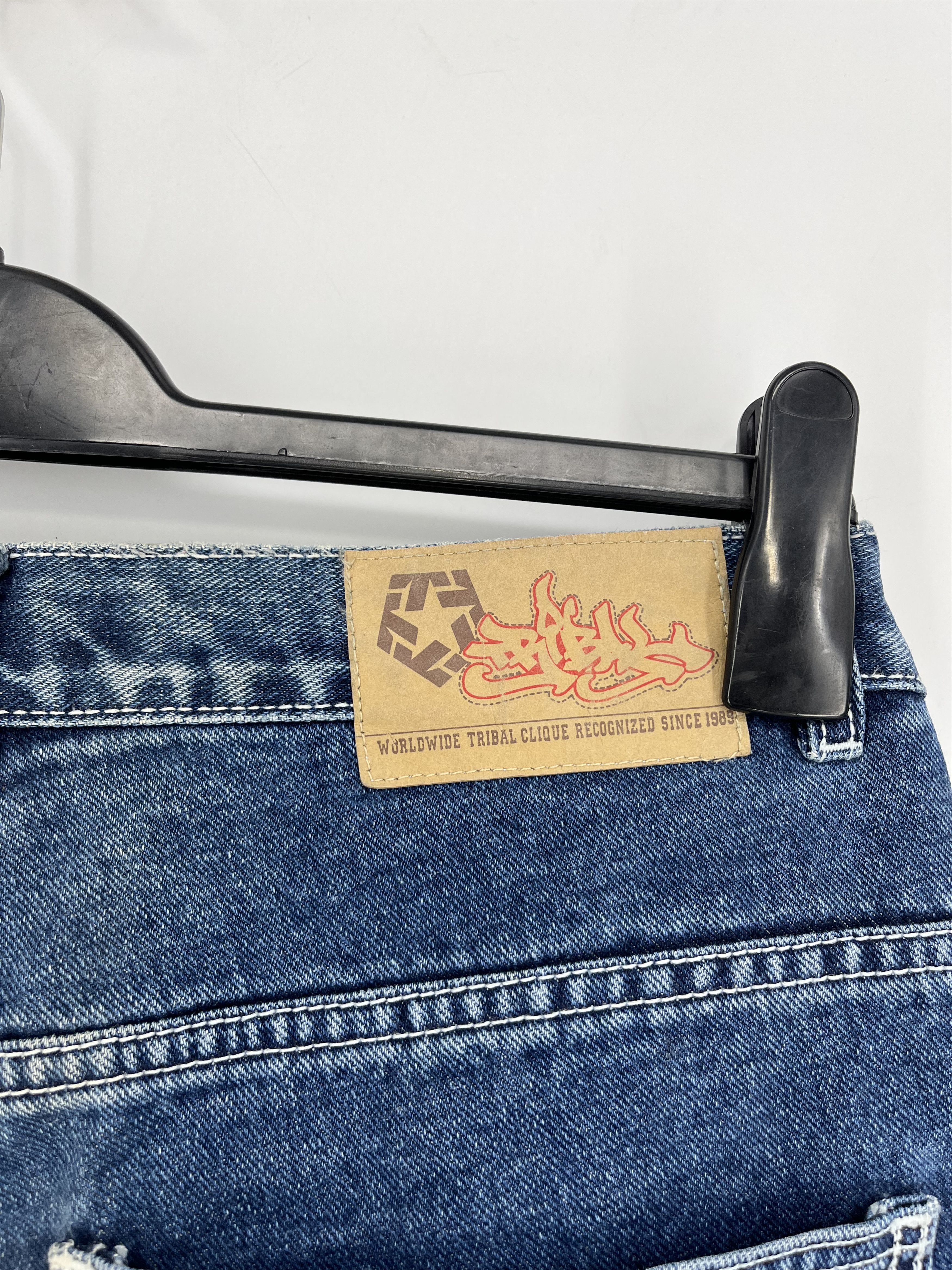 Tribal Streetwear × Vintage Vintage 90s Tribal baggy rap denim pants Size US 34 / EU 50 - 14 Thumbnail
