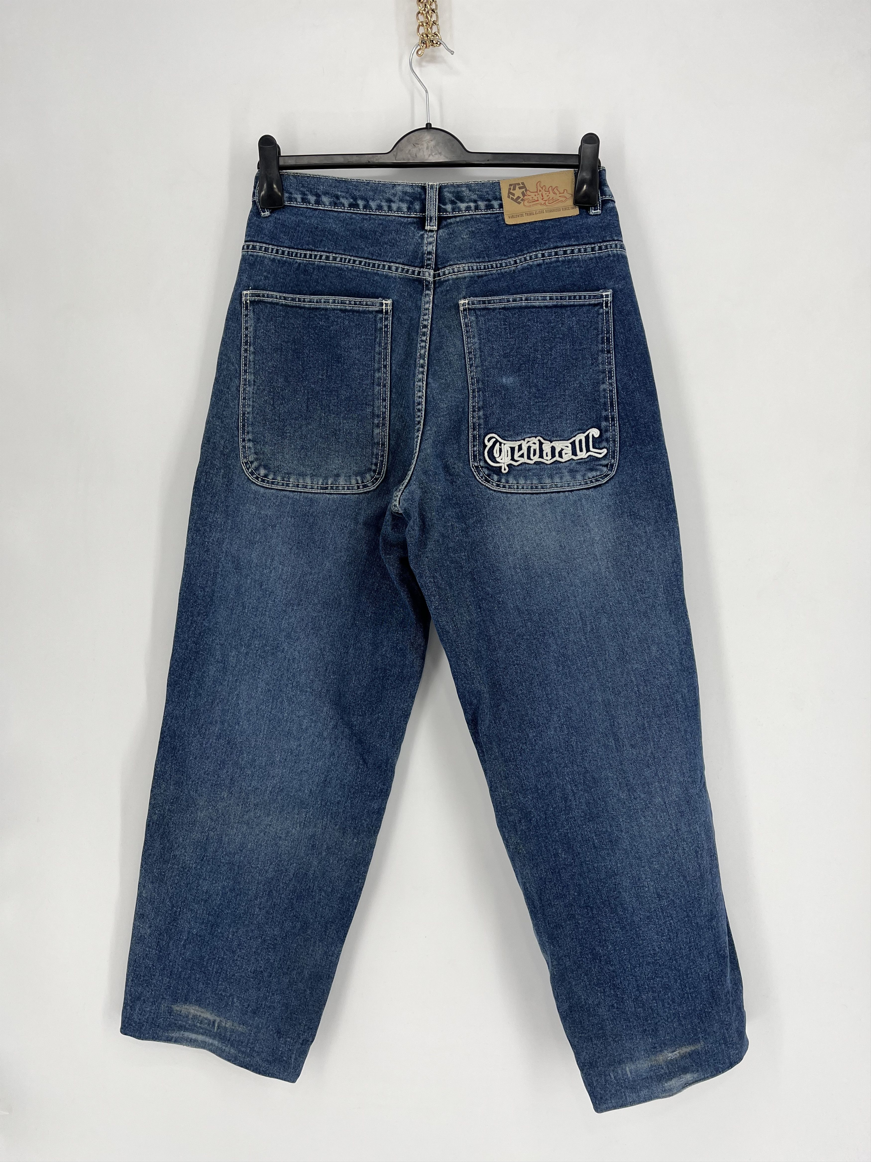 Tribal Streetwear × Vintage Vintage 90s Tribal baggy rap denim pants Size US 34 / EU 50 - 1 Thumbnail
