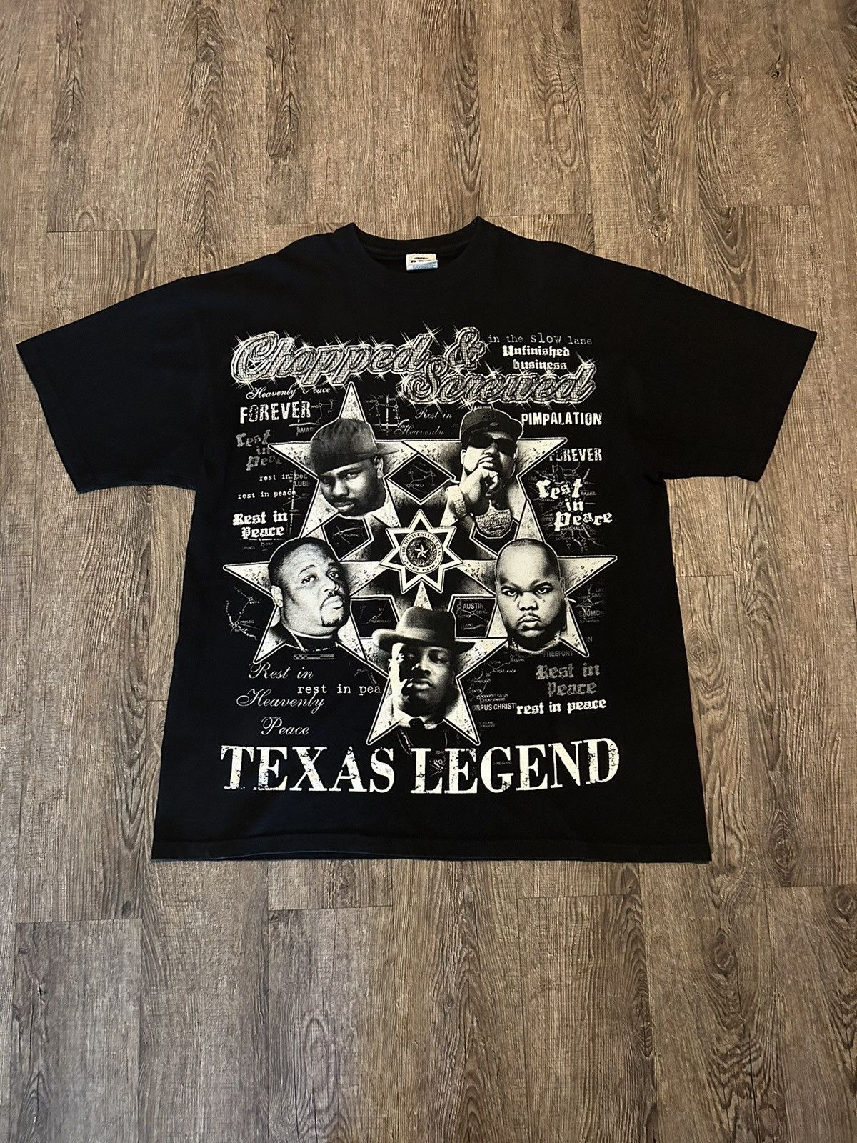 Streetwear VTG Chopped And Screwed Texas Legends AOP Rap Tee DJ 