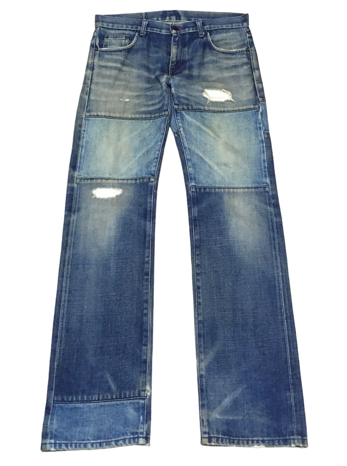 image of Distressed Denim x Neighborhood Vintage Neigborhood Patchwork Distressed Jeans 2000S in Denim (Size