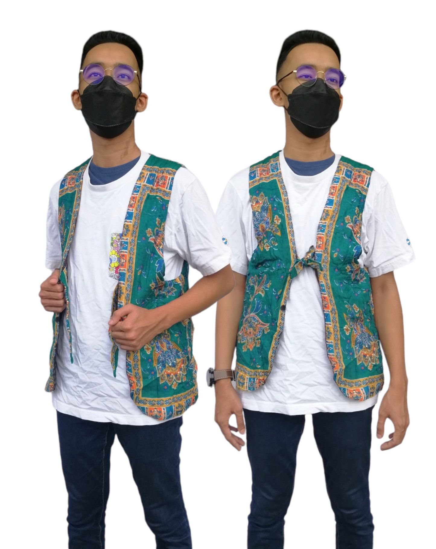 image of Vintage Art Design Patterned Vest Jacket in Mix, Men's (Size Small)