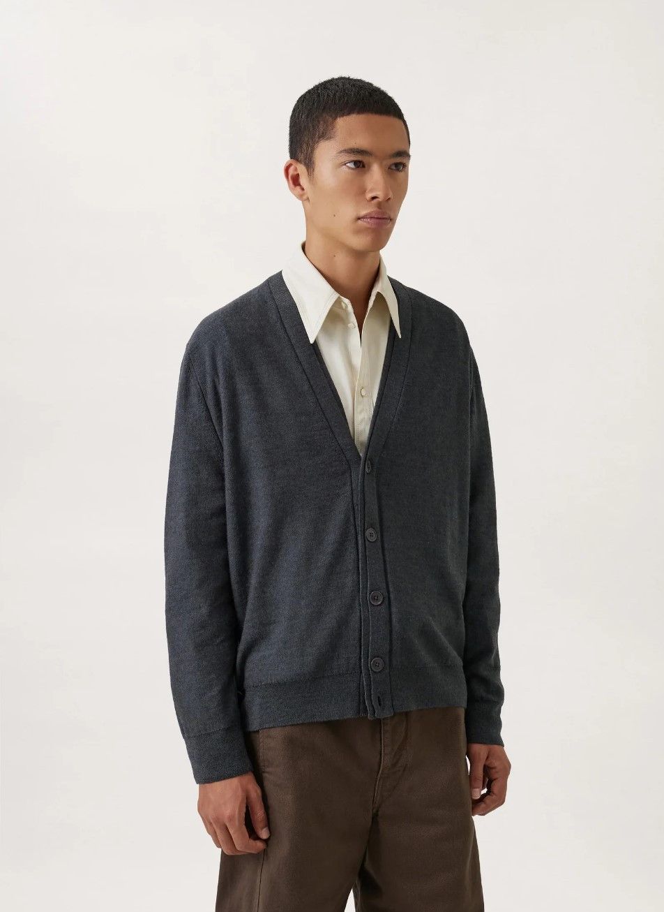 Lemaire Lemaire TWISTED CARDIGAN IN MERINO BLEND, Ash Black