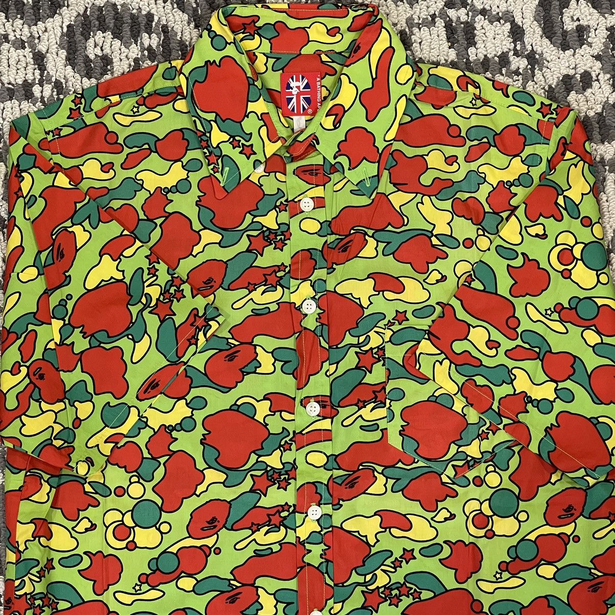 Bape OG Bape Psyche Star Camo Button Up Shirt | Grailed