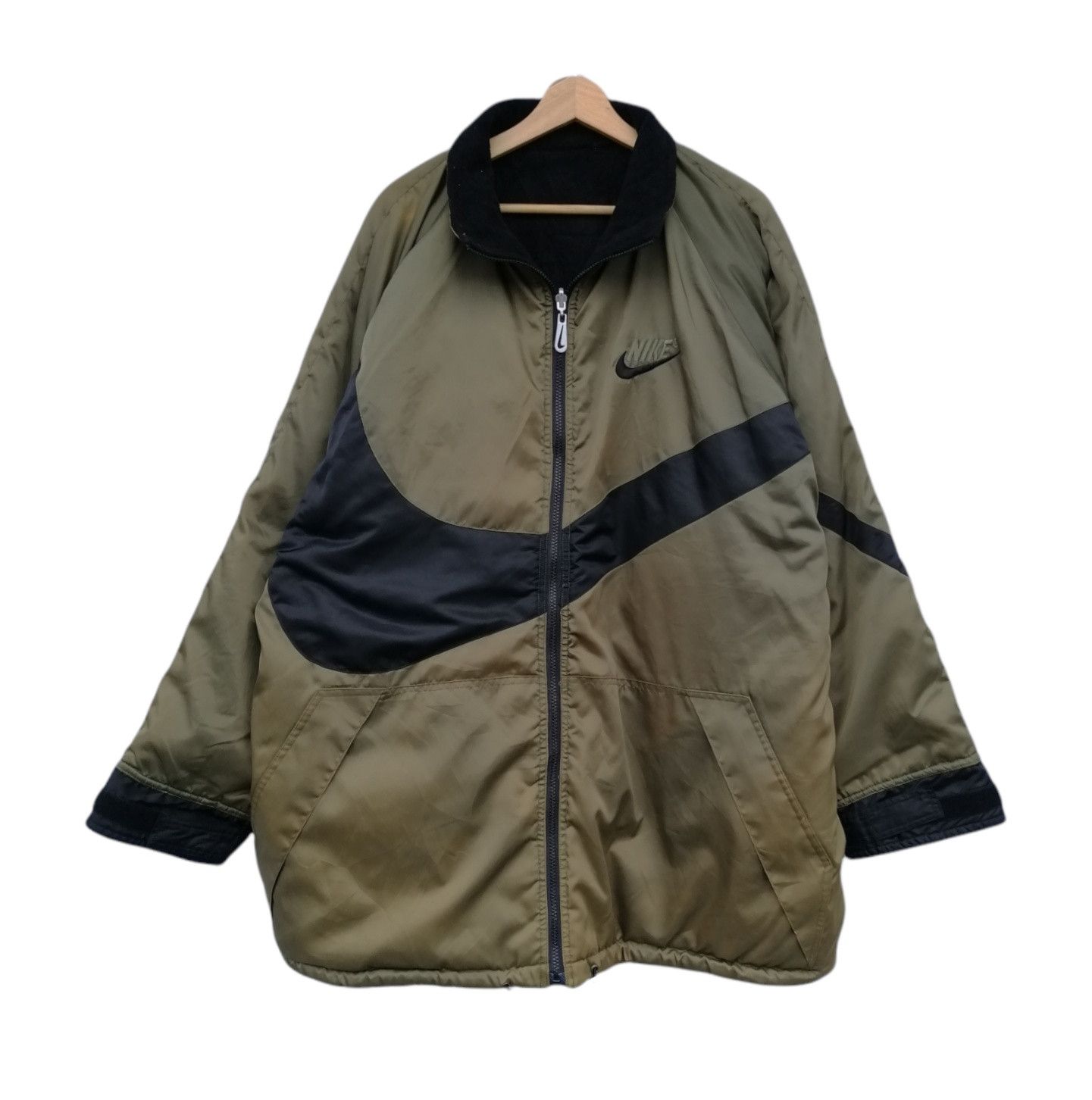 Nike Vintage Nike Big Swoosh Reversible Nylon Fleece Jacket Size US XL / EU 56 / 4 - 4 Thumbnail