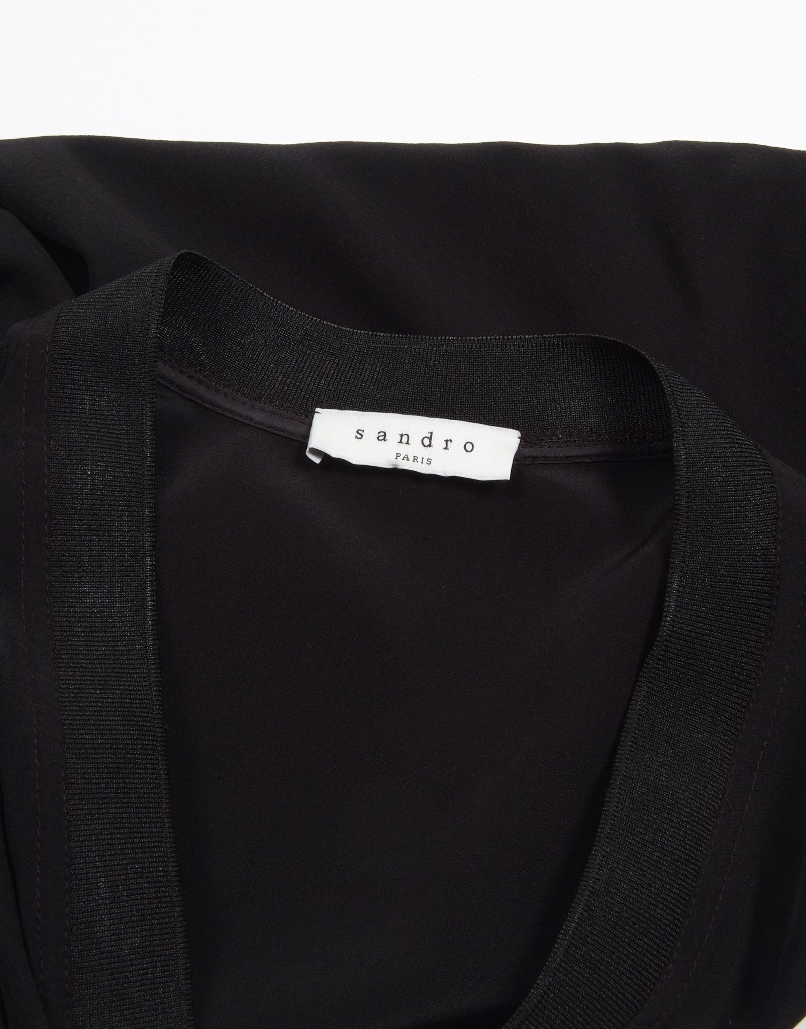 Sandro Wmns Sandro Silk V Neck Blouse Shirt Black Size L / US 10 / IT 46 - 5 Thumbnail