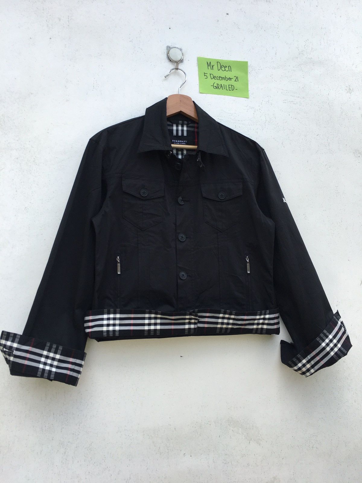 image of Vintage Burberry Black Label Checkered Buttons Jacket, Men's (Size Medium)