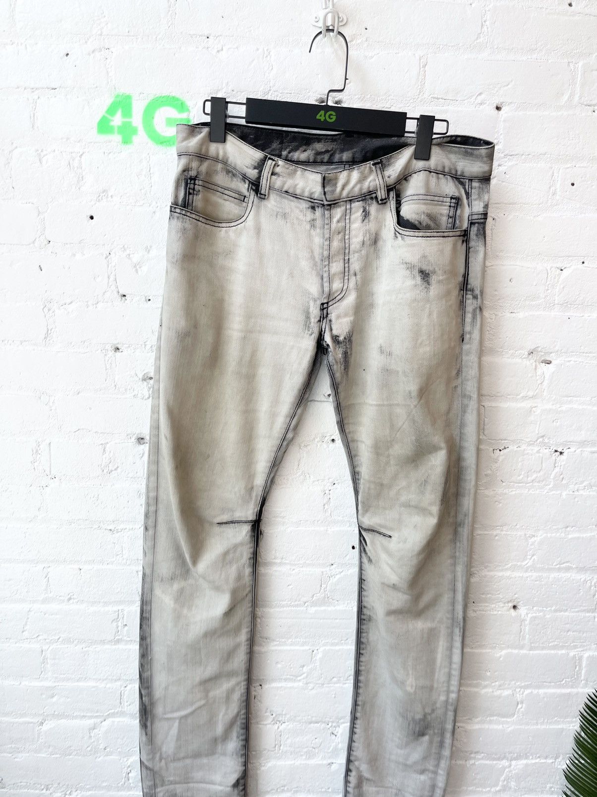 Pre-owned Balmain Decarnin Acid Wash Stretch Skinny Jeans