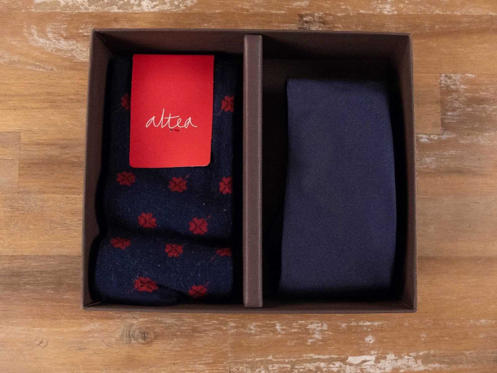Altea ALTEA Milano clover silk navy blue tie / socks gift box Size ONE SIZE - 1 Thumbnail
