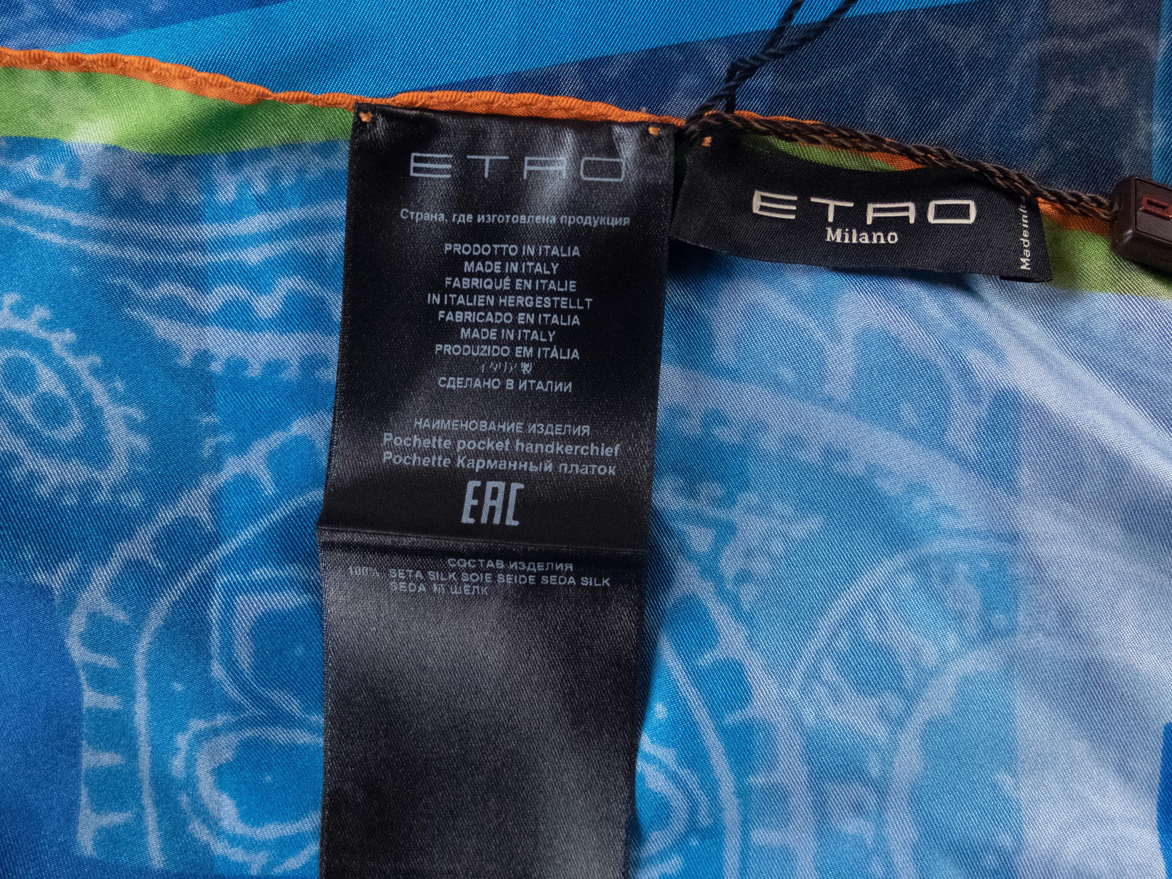 Etro ETRO Milano blue lettering paisley print silk pocket square Size ONE SIZE - 4 Thumbnail