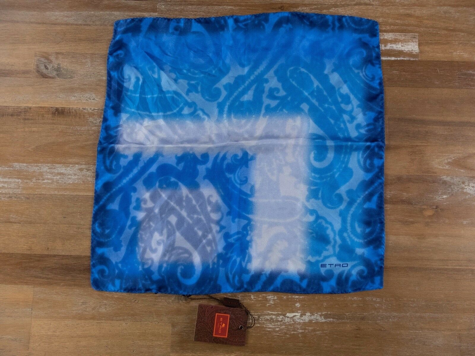Etro ETRO Milano blue paisley print silk pocket square authentic Size ONE SIZE - 1 Thumbnail