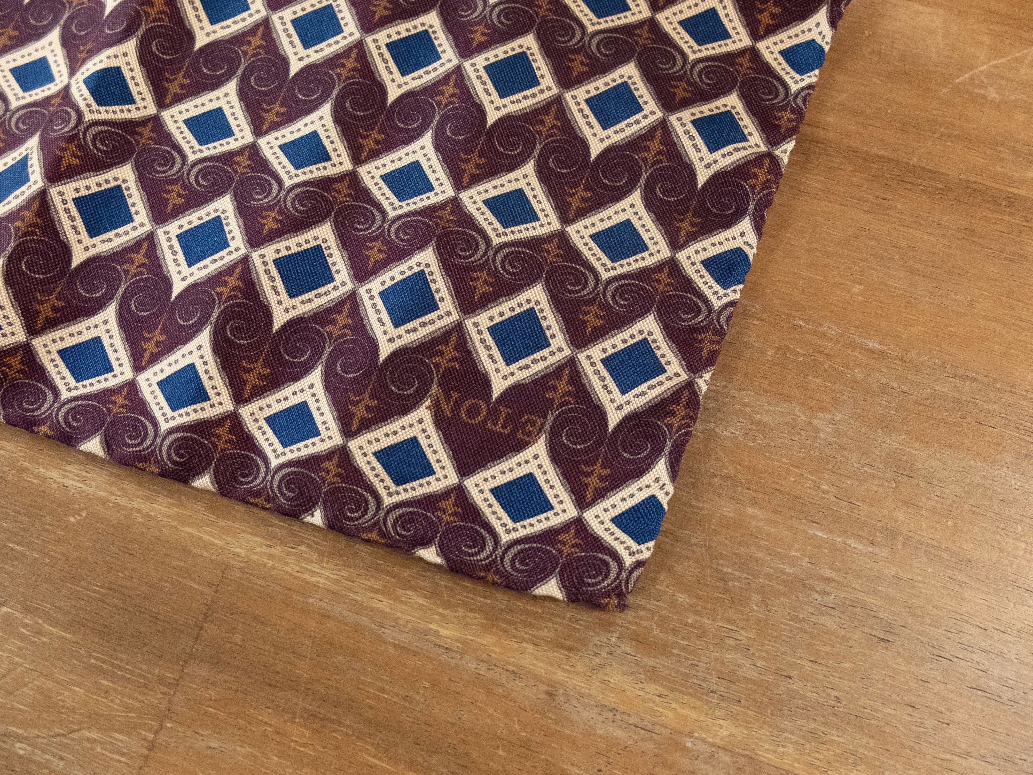 Eton ETON Sweden burgundy blue geometric print silk pocket square Size ONE SIZE - 2 Thumbnail