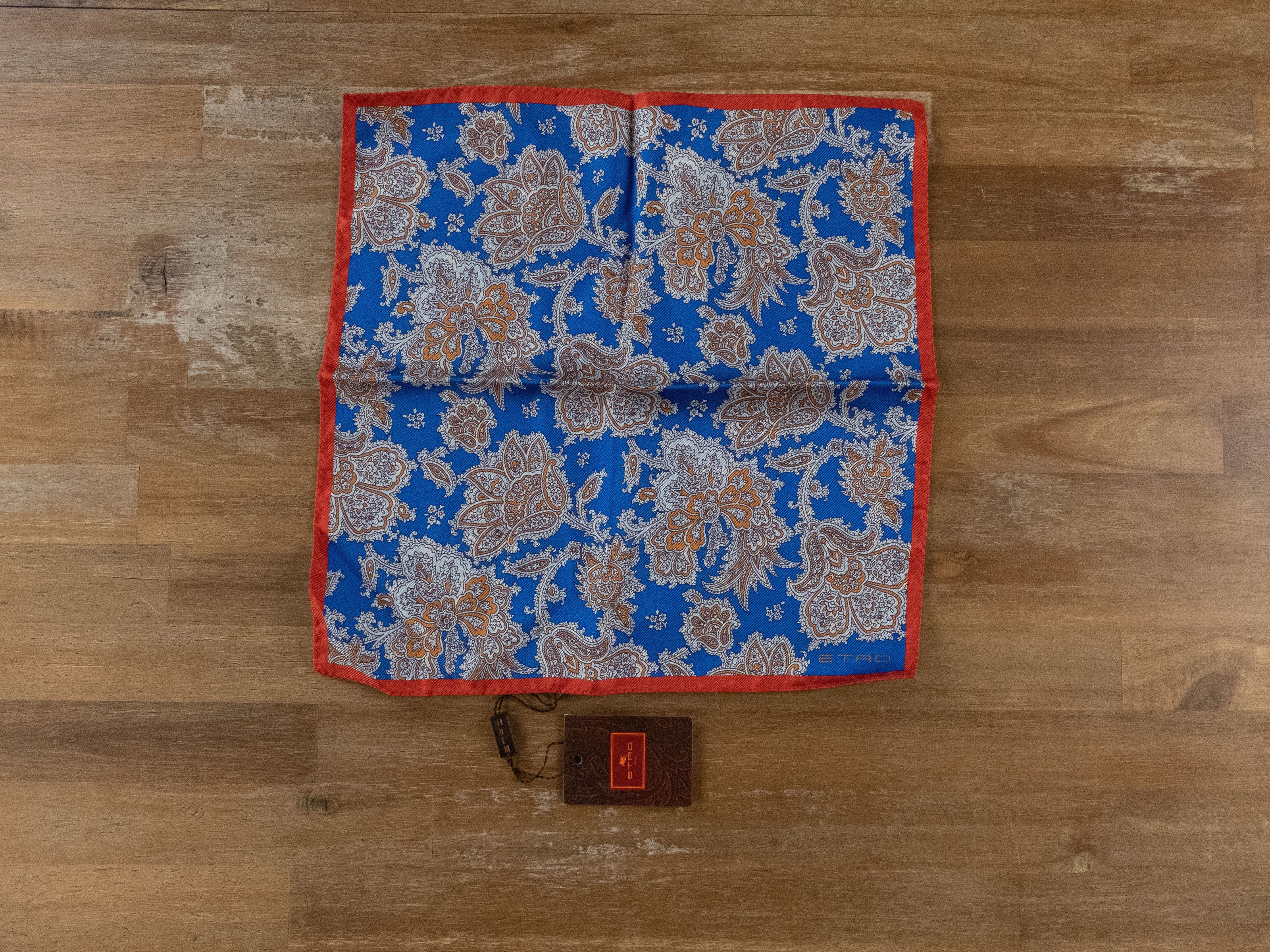 Etro ETRO blue red reversible paisley motif silk pocket square Size ONE SIZE - 1 Thumbnail