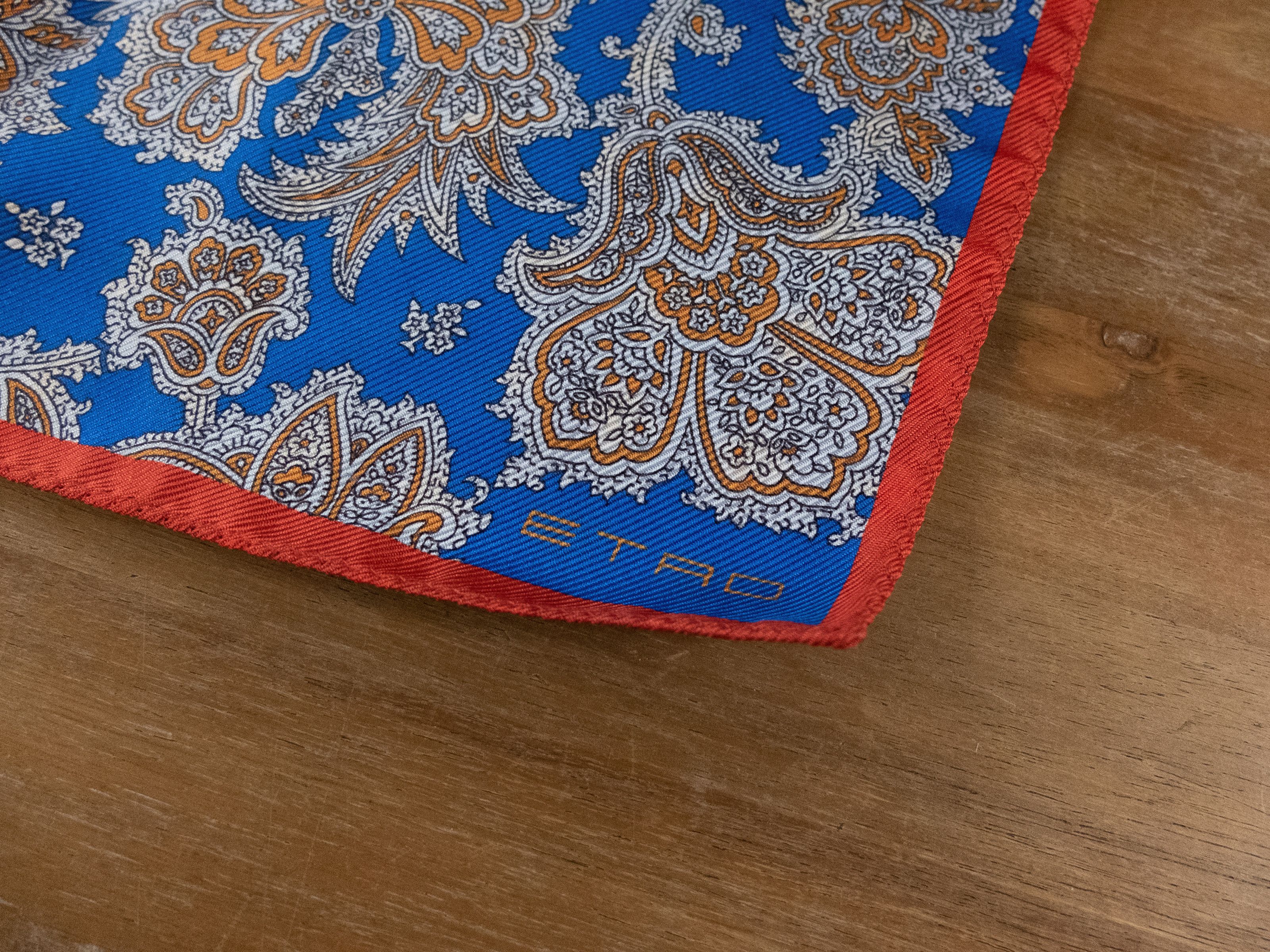 Etro ETRO blue red reversible paisley motif silk pocket square Size ONE SIZE - 2 Thumbnail