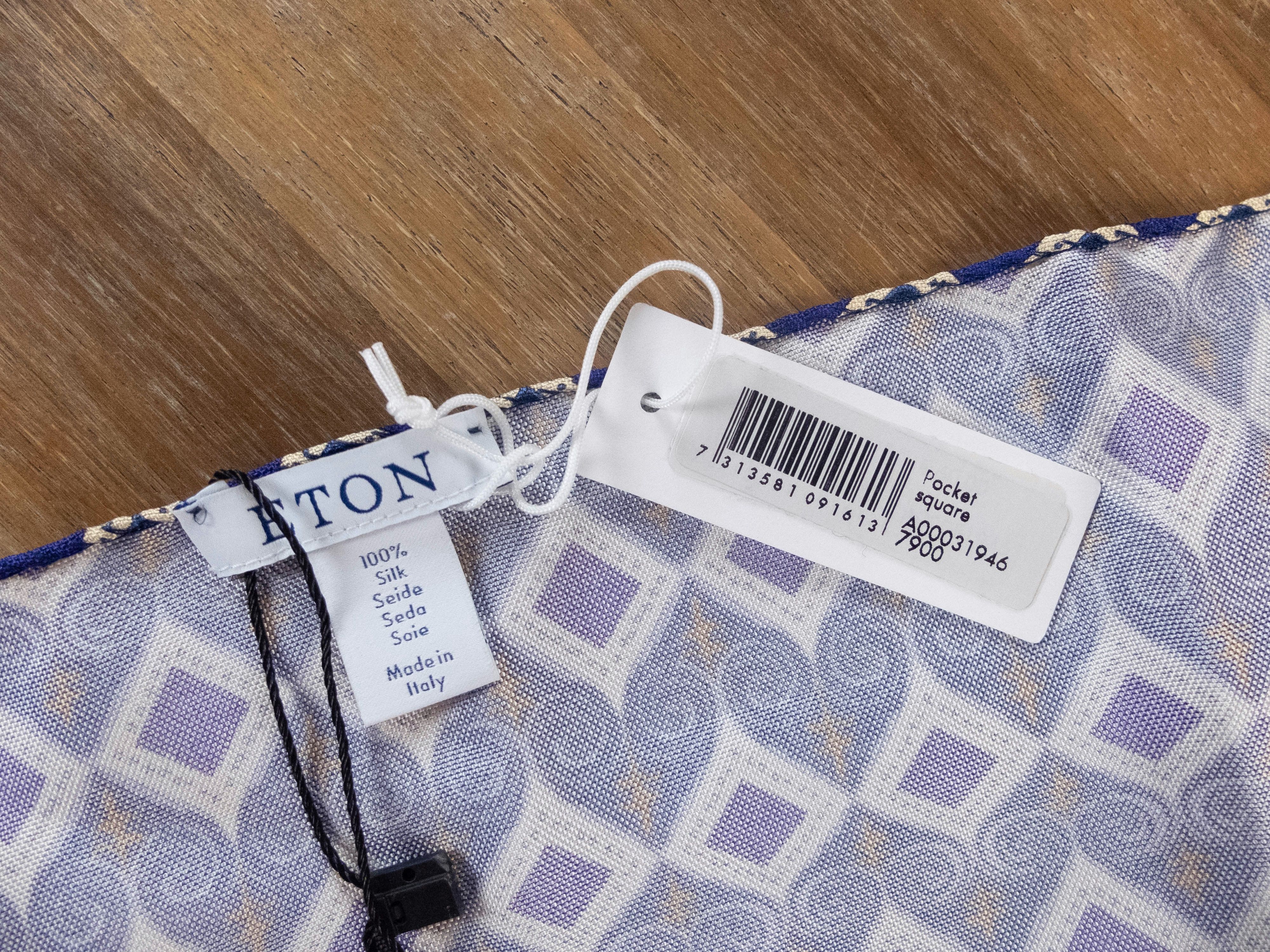 Eton ETON Sweden blue purple geometric print silk pocket square Size ONE SIZE - 3 Thumbnail