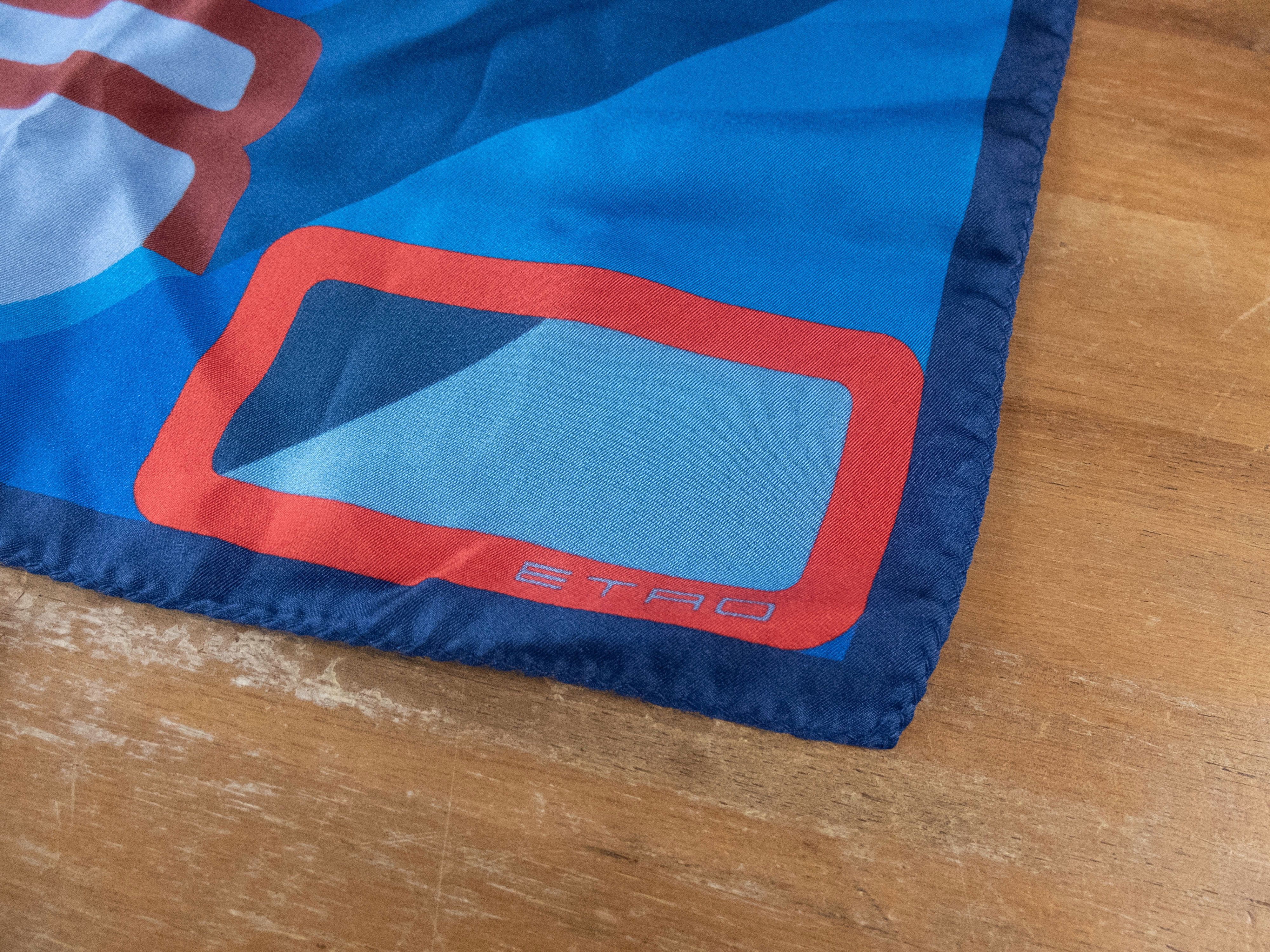 Etro ETRO blue lettering print silk pocket square authentic Size ONE SIZE - 2 Thumbnail