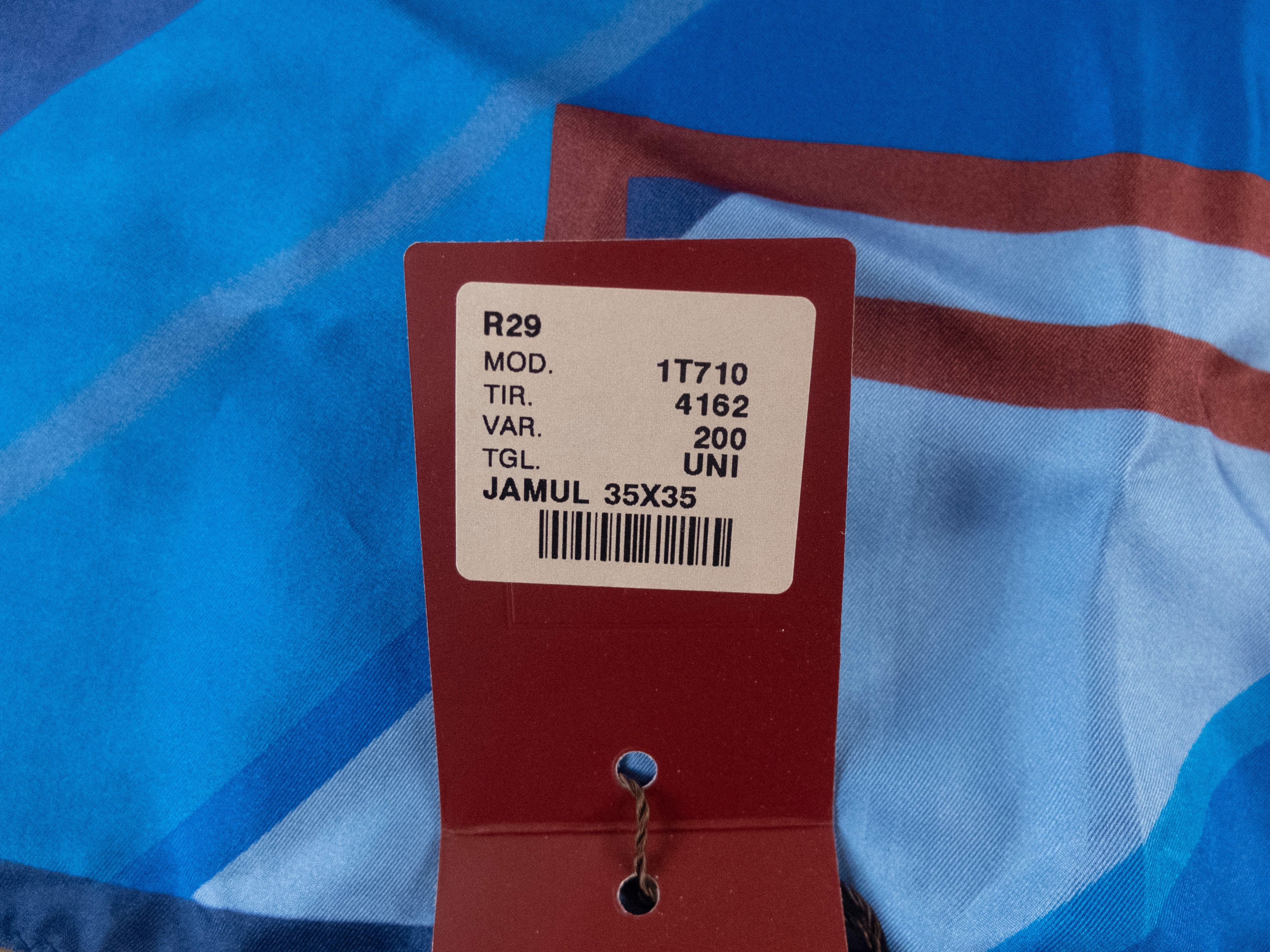 Etro ETRO blue lettering print silk pocket square authentic Size ONE SIZE - 3 Thumbnail