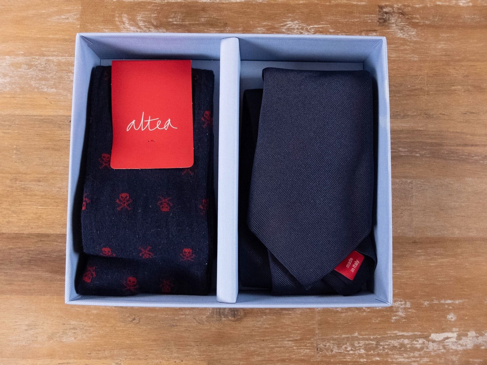 Altea ALTEA Milano skull silk navy blue tie / socks gift box Size ONE SIZE - 1 Thumbnail