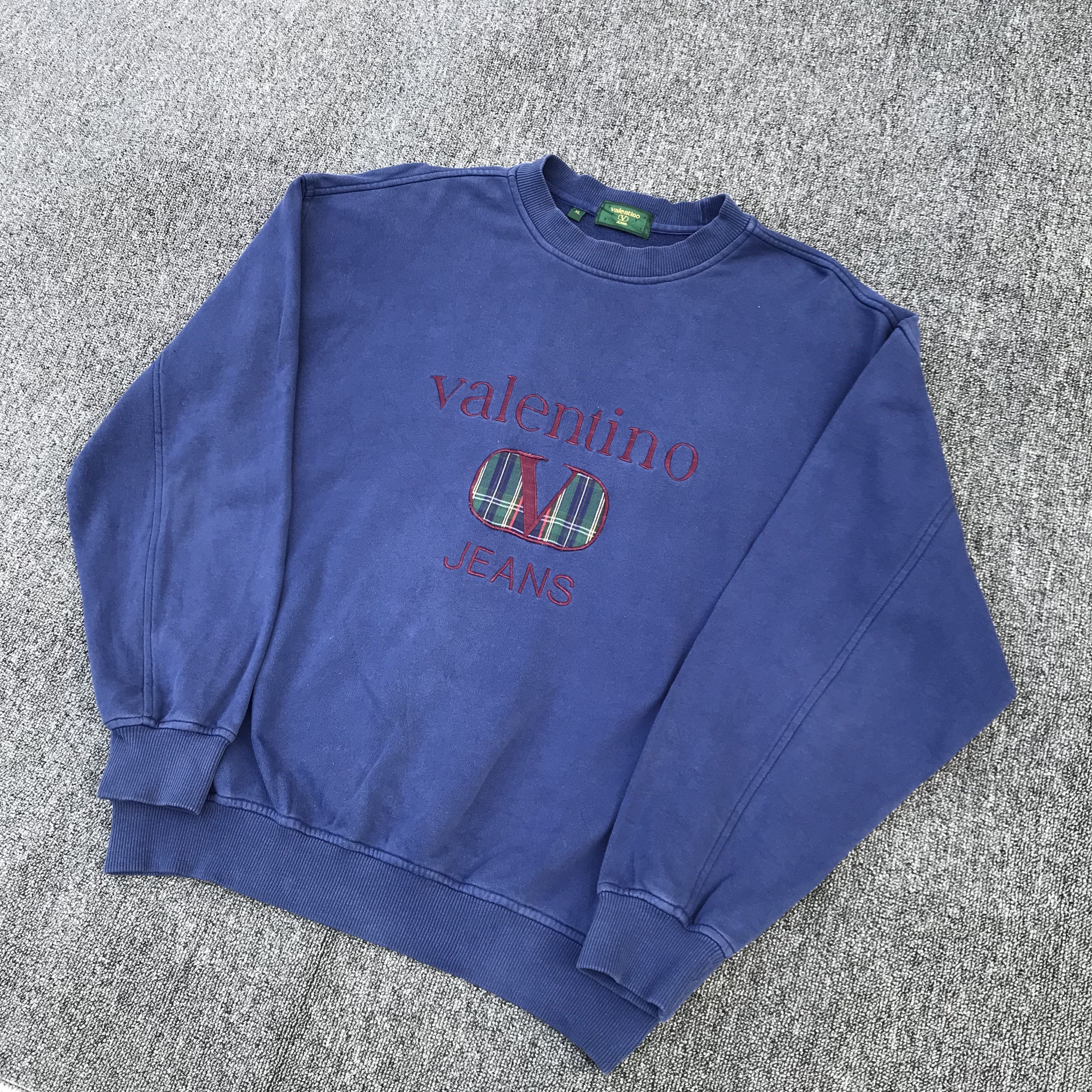 Vintage Vintage Valentino blue faded crewneck embroidered logo Size US XL / EU 56 / 4 - 3 Thumbnail