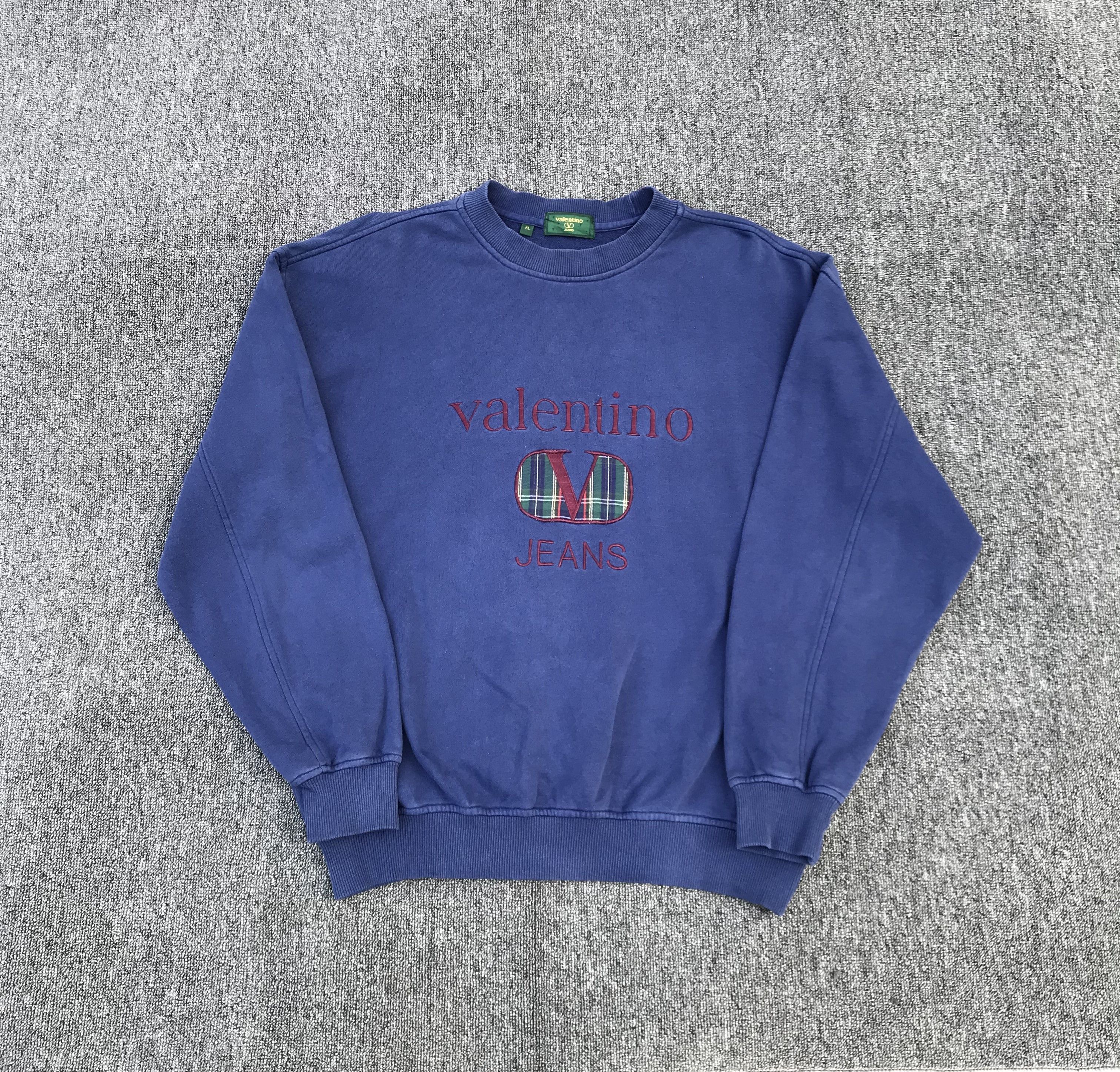 Vintage Vintage Valentino blue faded crewneck embroidered logo Size US XL / EU 56 / 4 - 2 Thumbnail