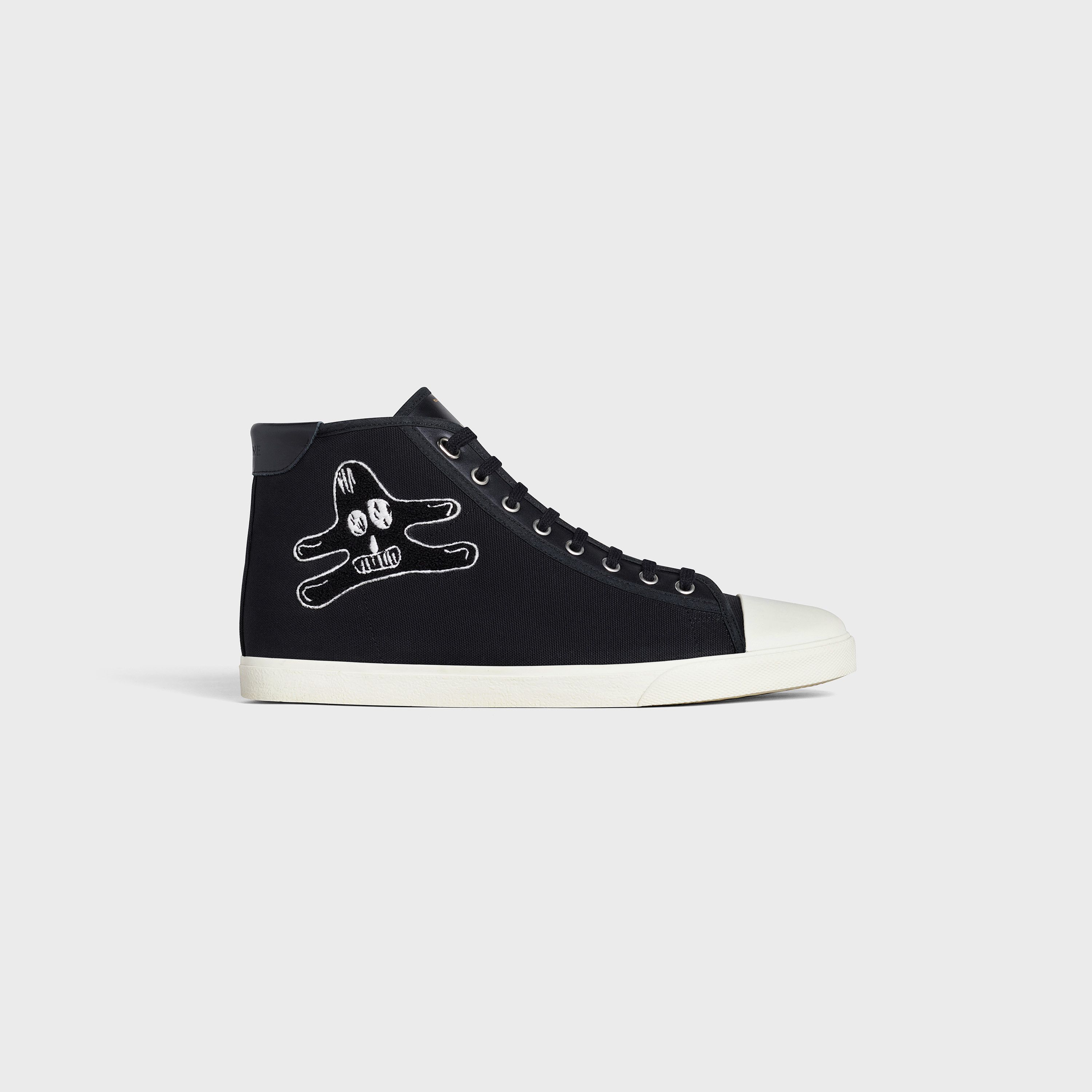 Celine Celine Blank Mid Lace Up Sneaker Canvas Calfskin In Black Size US 12 / EU 45 - 1 Thumbnail