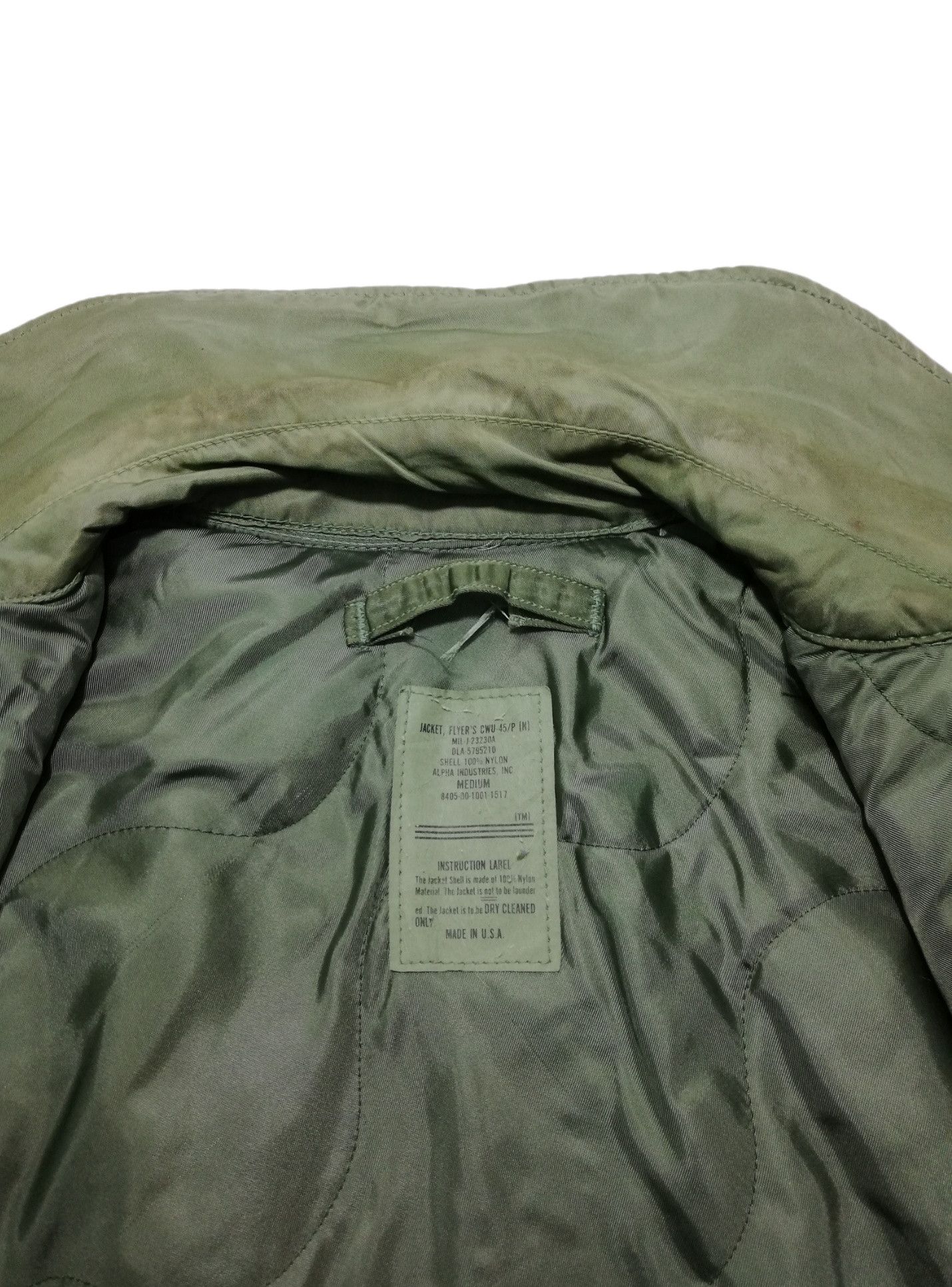 Alpha Industries 🔥Olive Bomber Jacket Vintage 1984 Flyer's 45 CWU-45/P (N) Size US M / EU 48-50 / 2 - 13 Thumbnail
