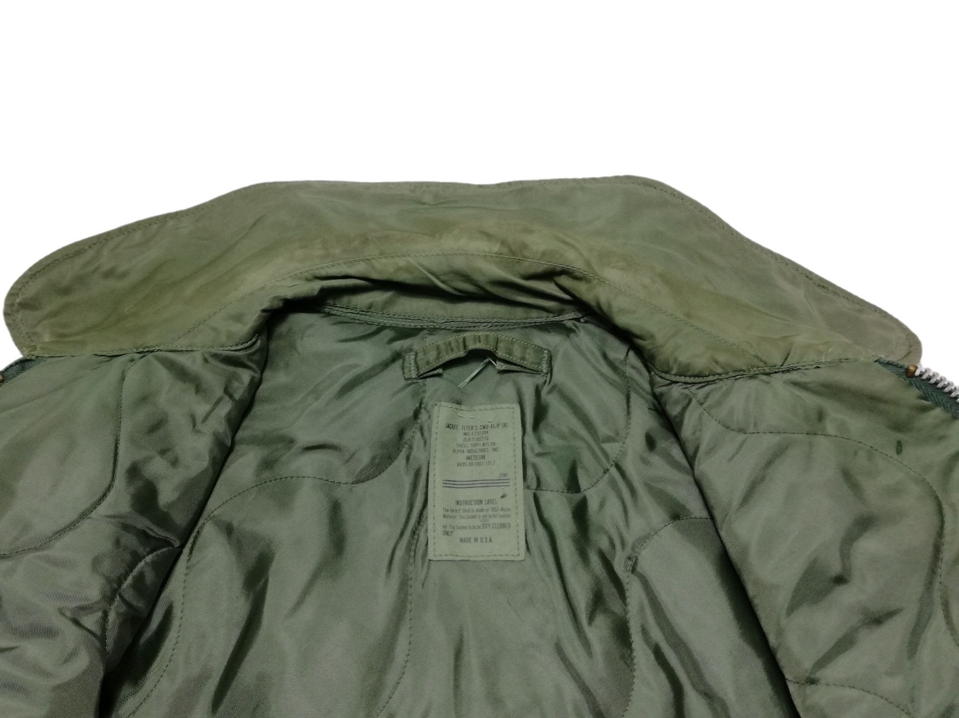 Alpha Industries 🔥Olive Bomber Jacket Vintage 1984 Flyer's 45 CWU-45/P (N) Size US M / EU 48-50 / 2 - 12 Thumbnail