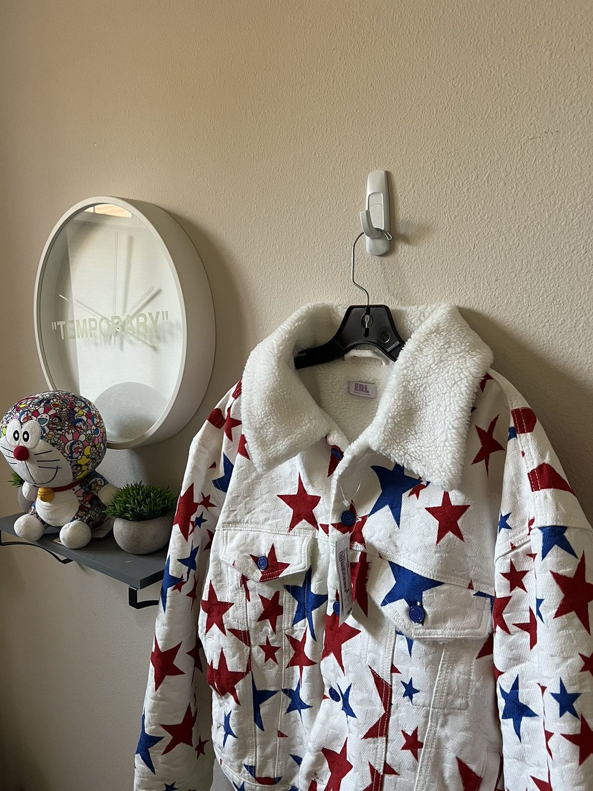 ERL ERL White Star Faux Shearling Lined Denim Jacket Size US L / EU 52-54 / 3 - 3 Thumbnail