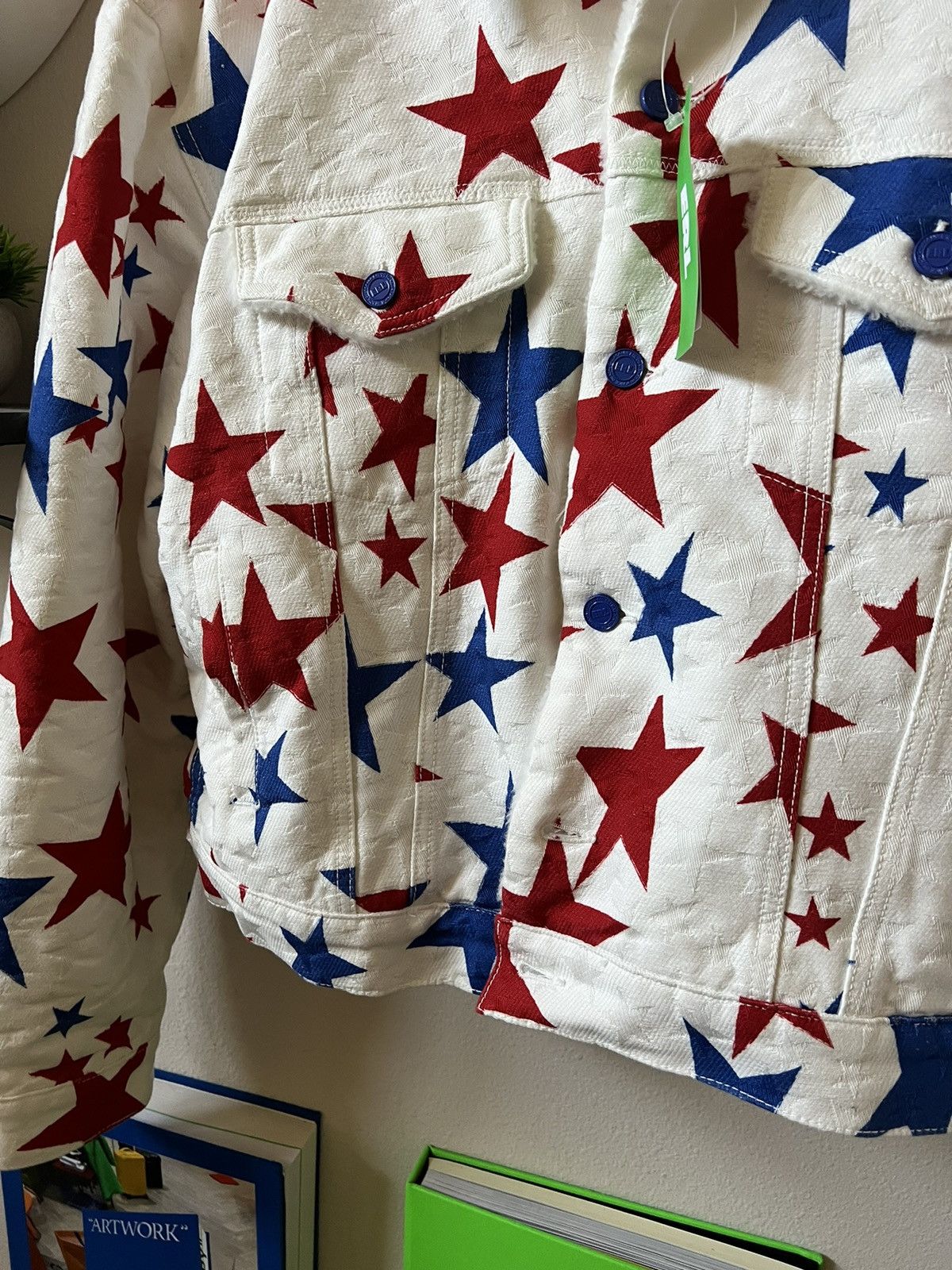ERL ERL White Star Faux Shearling Lined Denim Jacket Size US L / EU 52-54 / 3 - 4 Thumbnail