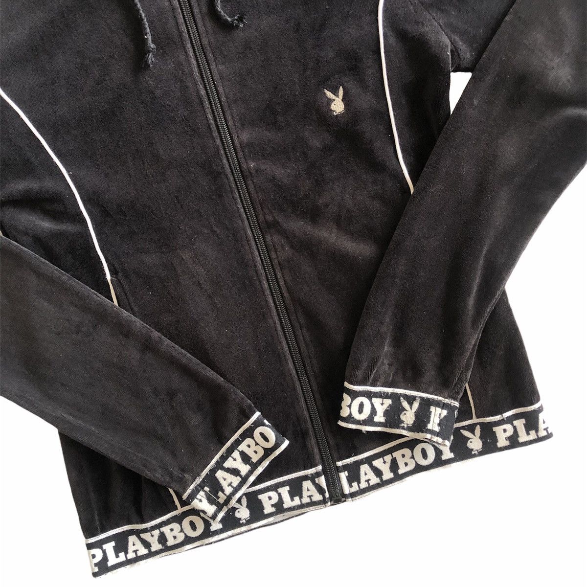 Playboy Vintage Playboy Velvet Sweater Zipper Hoodie Size XXS / US 00 / IT 34 - 3 Thumbnail