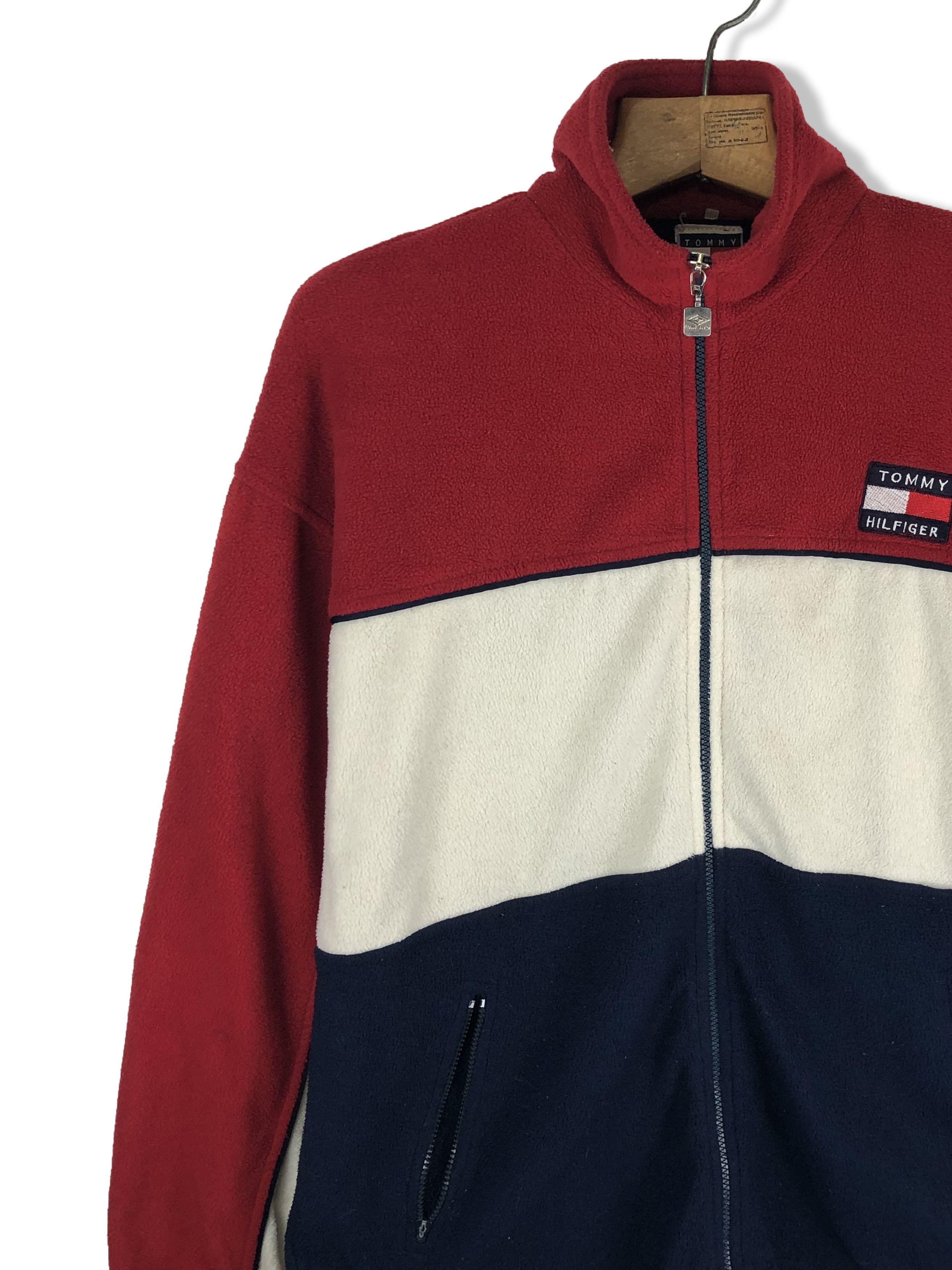 Tommy Hilfiger 90s Vintage TOMMY HILFIGER Red White Blue Fleece M158 Size US XXL / EU 58 / 5 - 3 Thumbnail