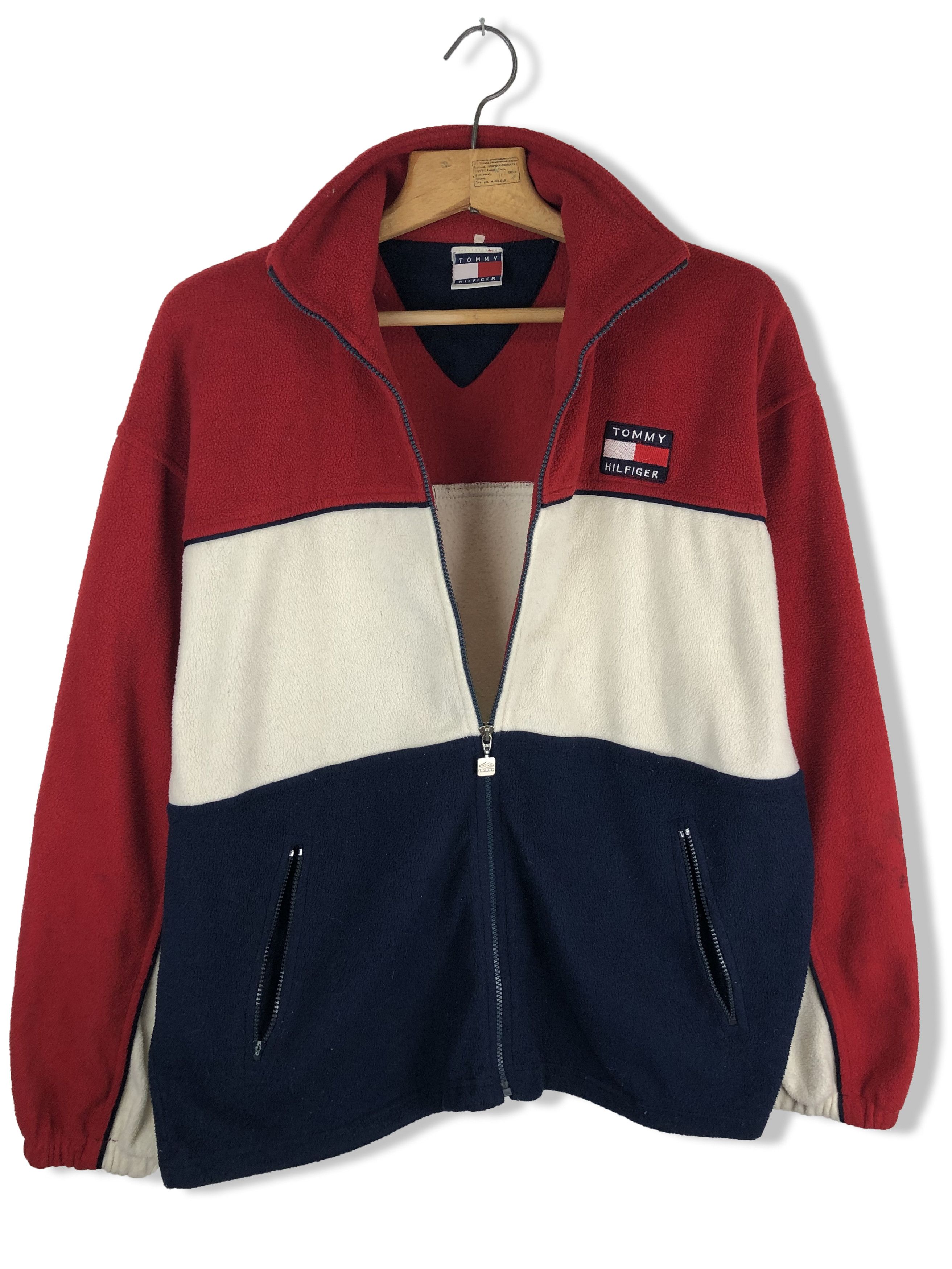 Tommy Hilfiger 90s Vintage TOMMY HILFIGER Red White Blue Fleece M158 Size US XXL / EU 58 / 5 - 6 Thumbnail