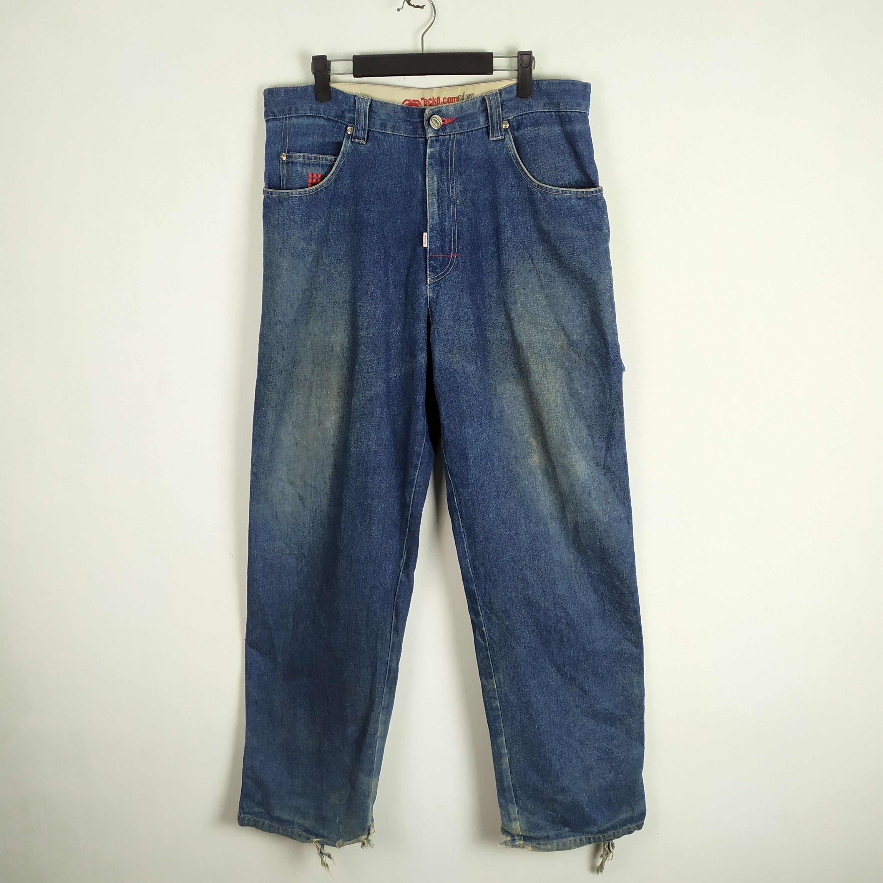 Ecko Unltd. Ecko.com Faded DISTRESSED Denim Jeans cargo pants Size US 34 / EU 50 - 4 Thumbnail