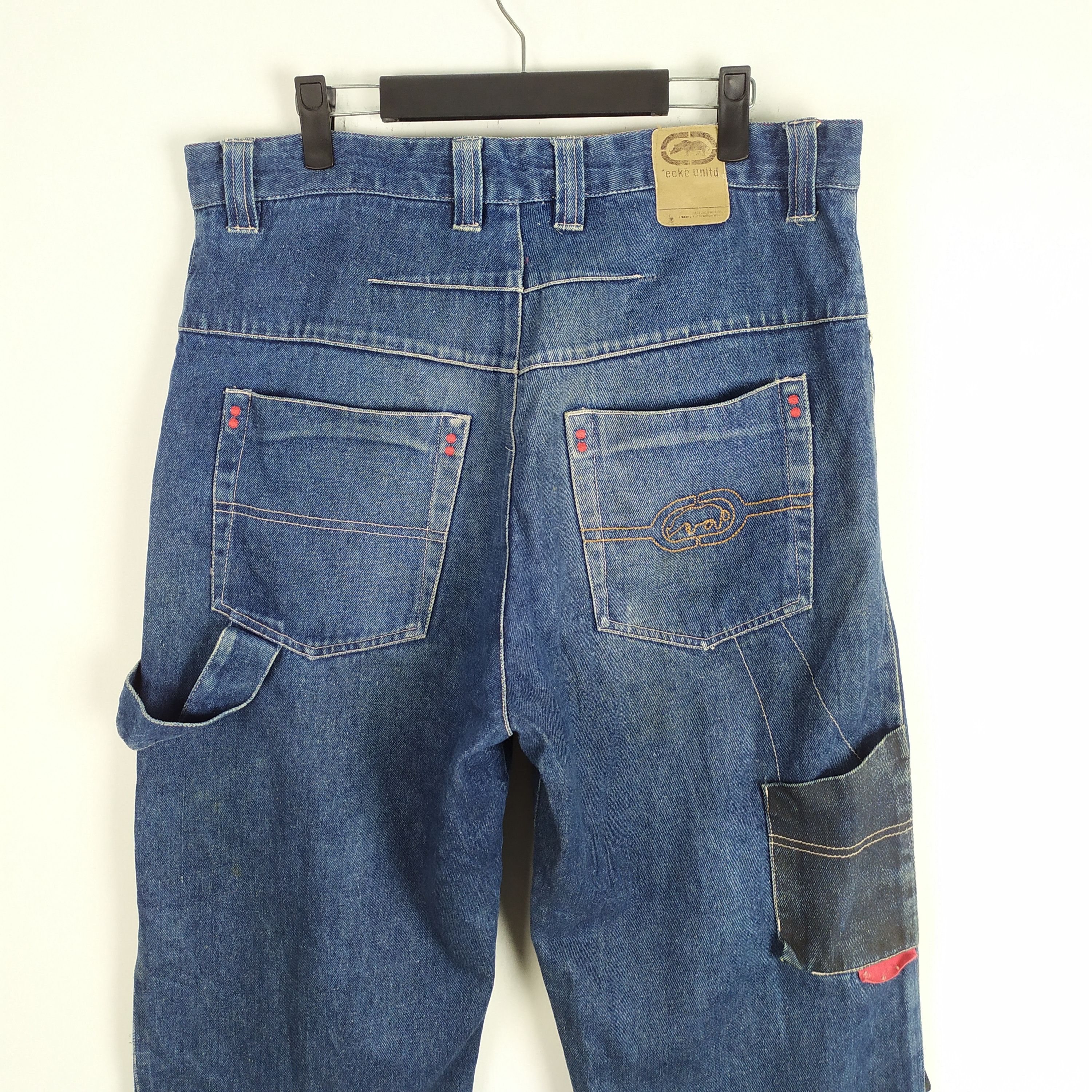 Ecko Unltd. Ecko.com Faded DISTRESSED Denim Jeans cargo pants Size US 34 / EU 50 - 2 Thumbnail