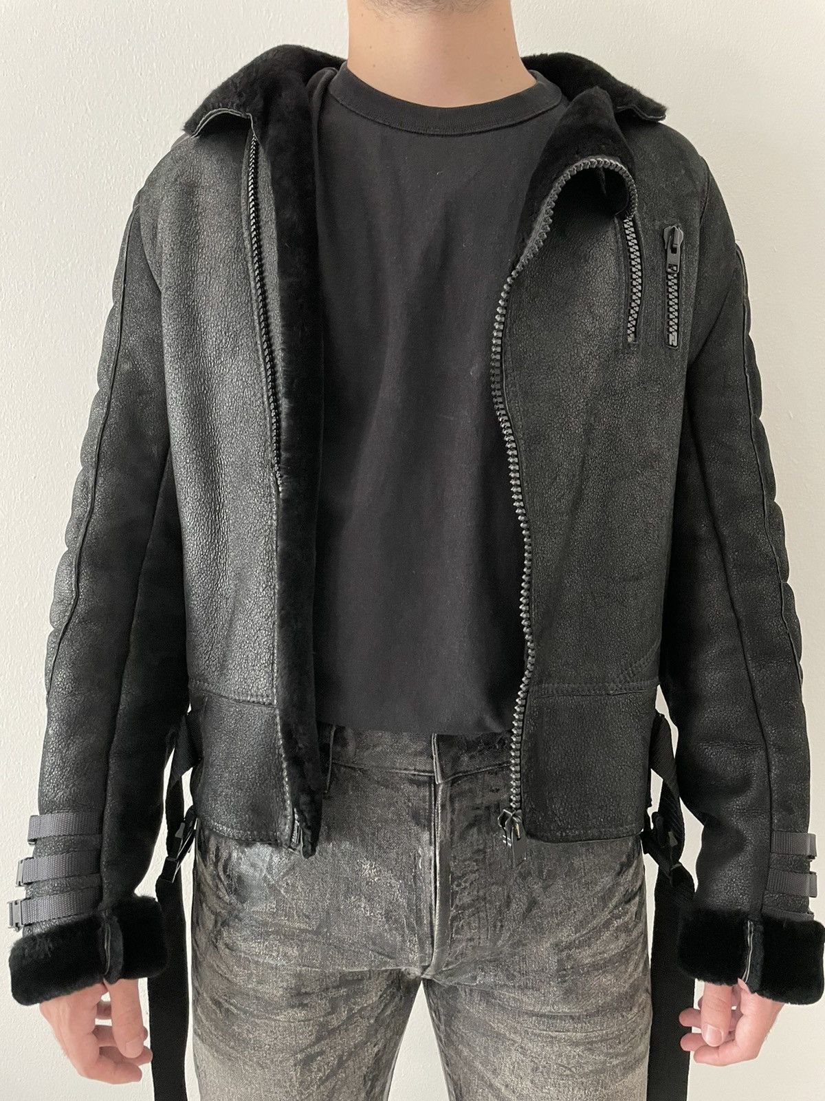 Dior × Hedi Slimane AW2007 “Navigate” shearling leather bondage archive jacket Size US M / EU 48-50 / 2 - 4 Thumbnail