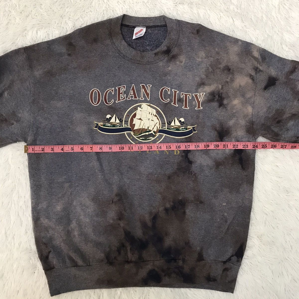 Jerzees × Vintage Vintage Ocean City Maryland tag Jerzees Sweatshirt Bleached Size US XL / EU 56 / 4 - 13 Thumbnail